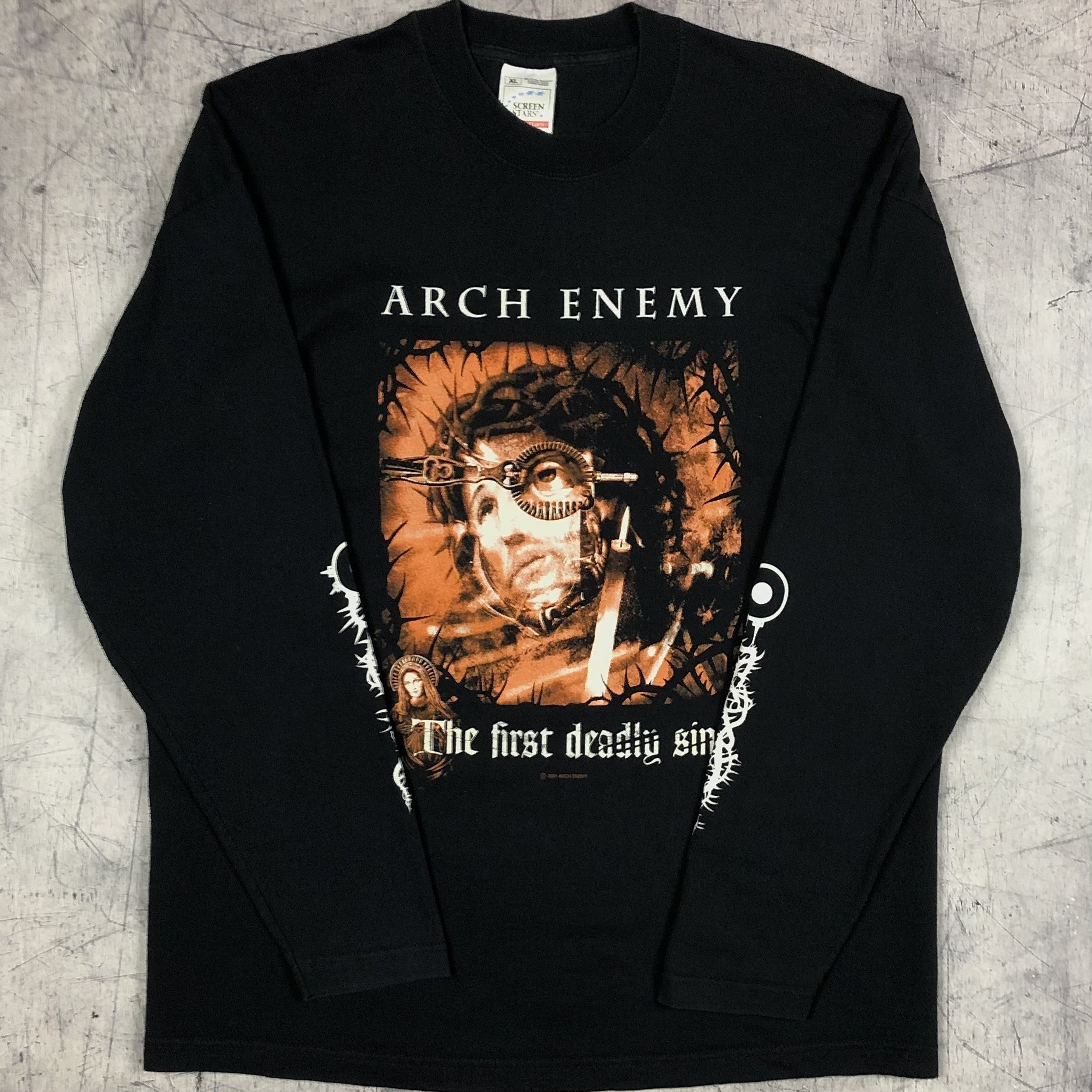 Band Tees 2001 Arch Enemy First Deadly Sin Vintage Longsleeve jesus Size US XL / EU 56 / 4 - 1 Thumbnail