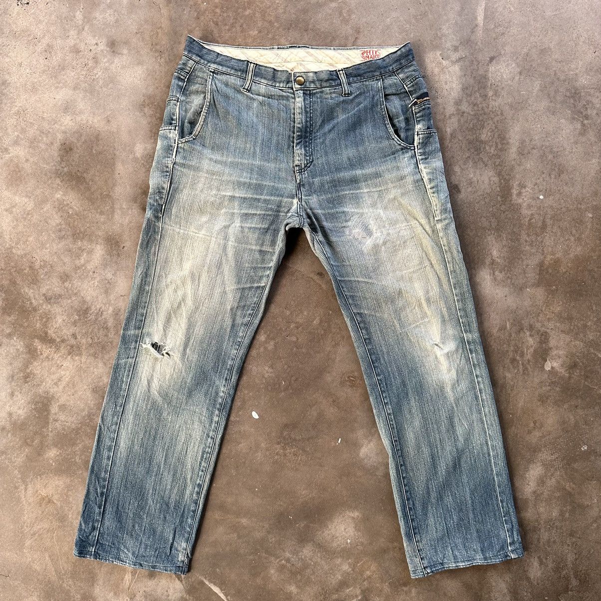 Japanese Brand Vintage Phil Smart Japanese Distressed Sick Jean Faded Pant Size US 37 - 1 Thumbnail