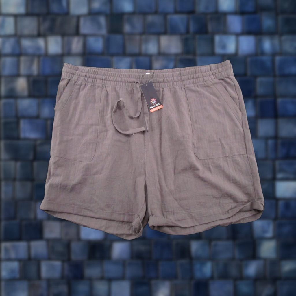 Vintage 44 North Womens Chino Shorts Elastic Waist Casual Wear Lounge 2X Plus Size Gray Slah Pocket Summer Spring Mens Womens Size 40" / US 18 - 1 Thumbnail