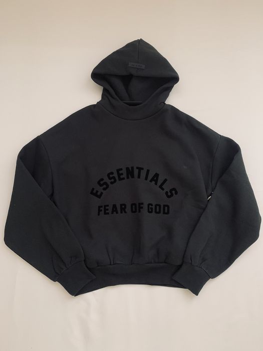 Fear of God Essentials Oversized Hoodie Jet Black Grailed