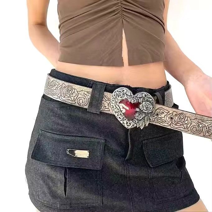 Vintage Retro Embossed Love Heart Unisex Belt Size ONE SIZE - 2 Thumbnail