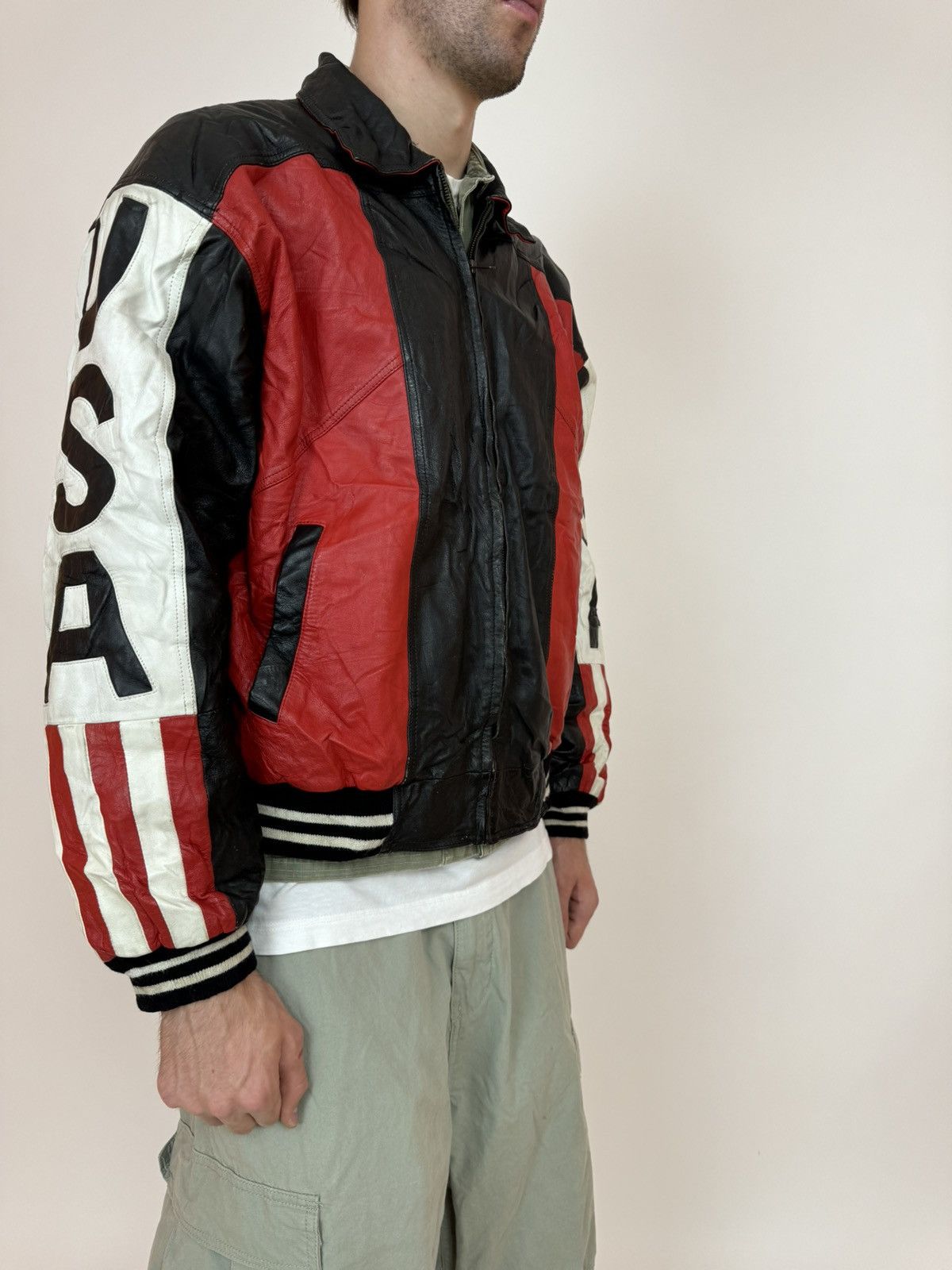 Vintage Vintage Leather Jacket 9000 Motorcycle USA American Flag Size US XXL / EU 58 / 5 - 7 Thumbnail