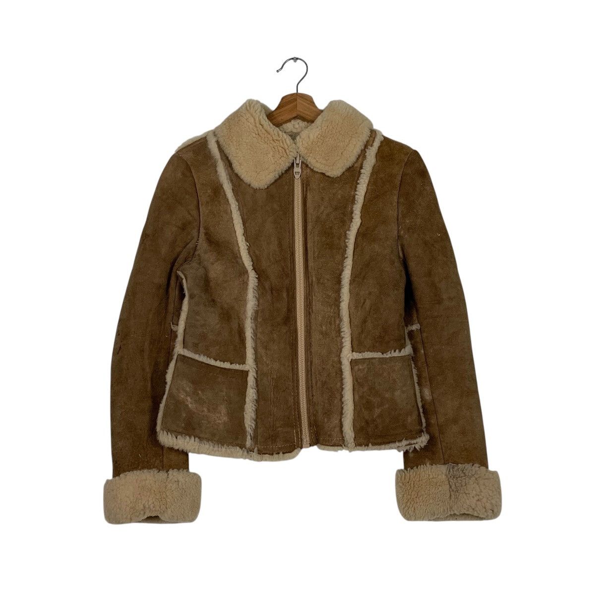Vintage Genuine Sheepskin Women Shearling Jacket