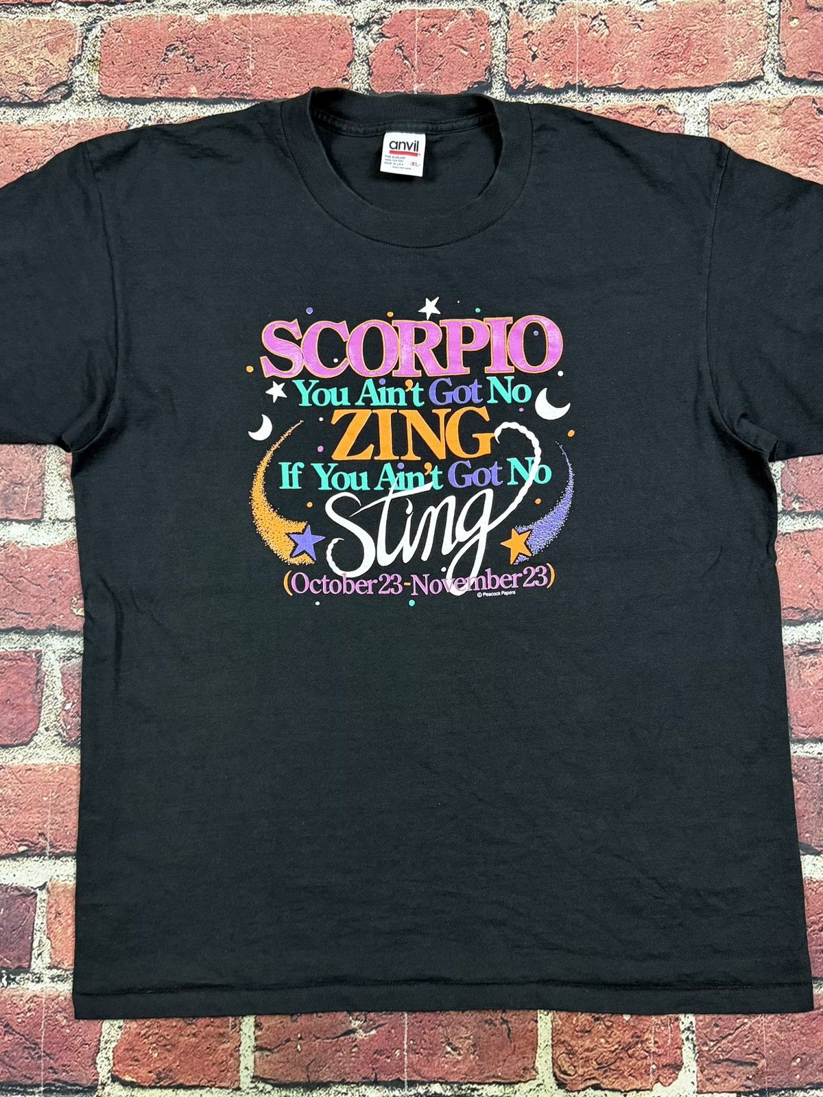 Anvil Vintage Scorpio Single Stitch T-Shirt Zodiac Sign Astrology Size US XL / EU 56 / 4 - 3 Thumbnail