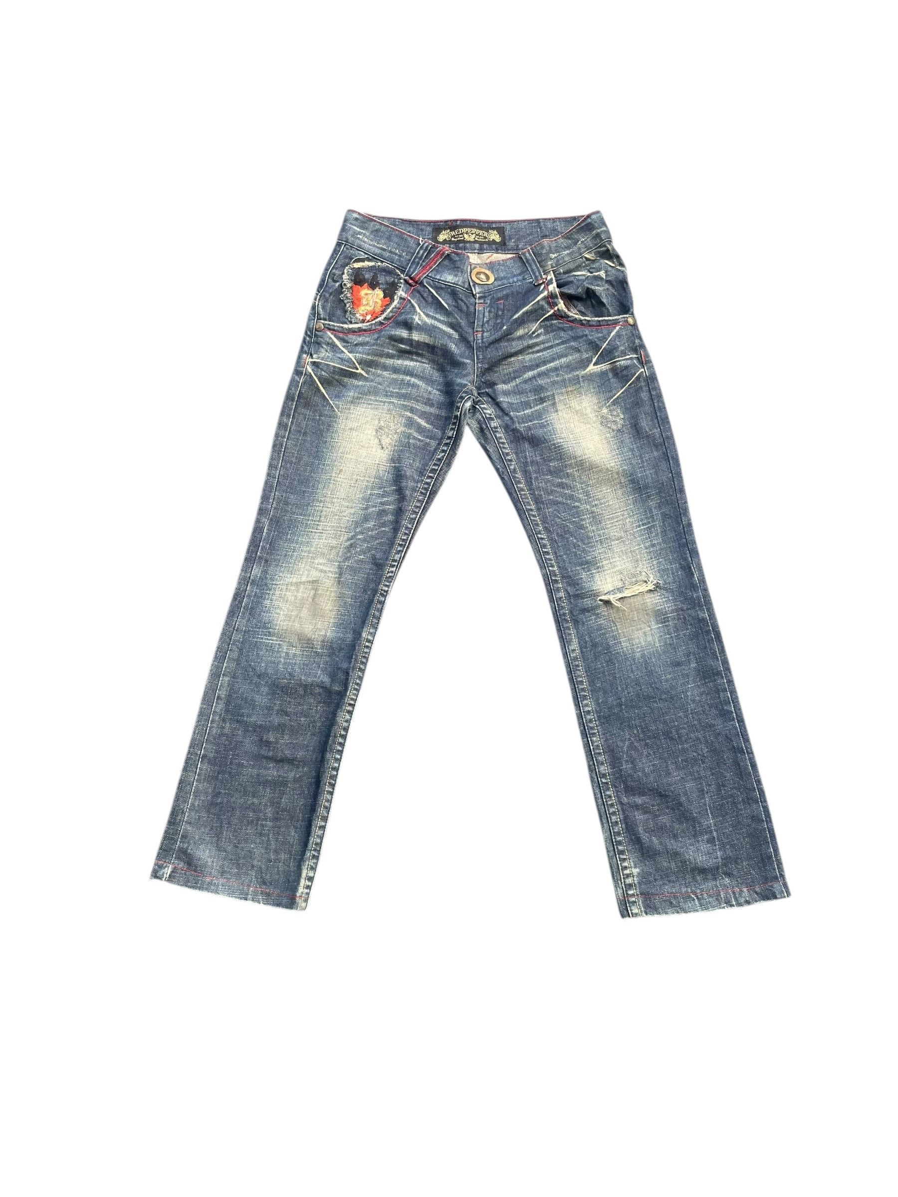 Japanese Brand Red Pepper Crazy Emboiderey Denim Size 31" - 2 Thumbnail