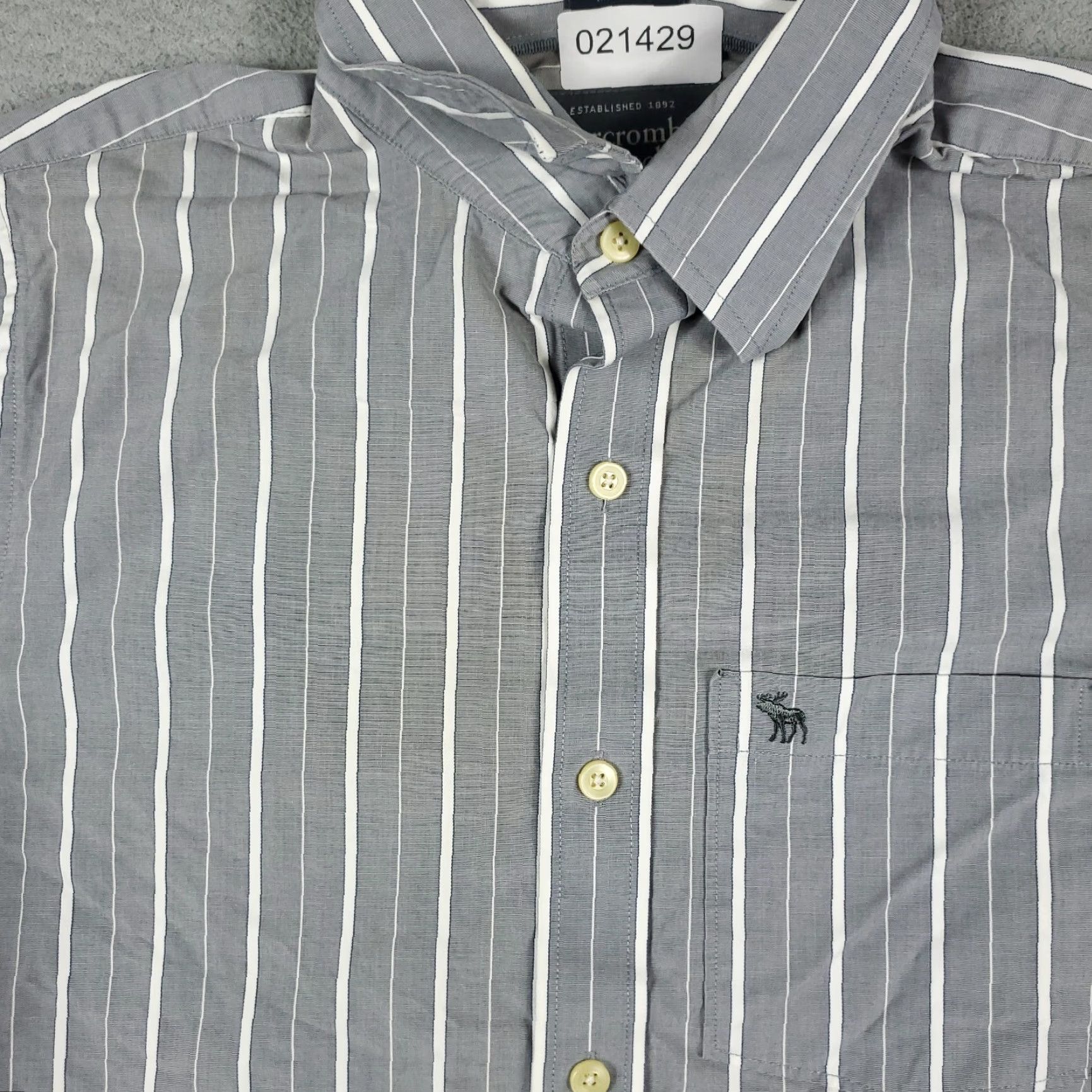 Abercrombie & Fitch VINTAGE Abercrombie & Fitch Shirt Men Medium Gray Striped Button-Up Long Sleeve Formal Casual 90s Preppy Mens Size US M / EU 48-50 / 2 - 4 Thumbnail