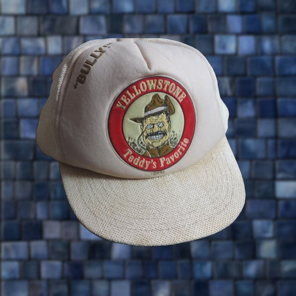 Vintage VINTAGE 80s 90s Yellowstone National Park Teddy Roosevelt Tan Snapback Trucker Hat Boys Mens Adjustable Beige Polyester Hat 90s 80s Theme Size US M / EU 48-50 / 2 - 1 Thumbnail