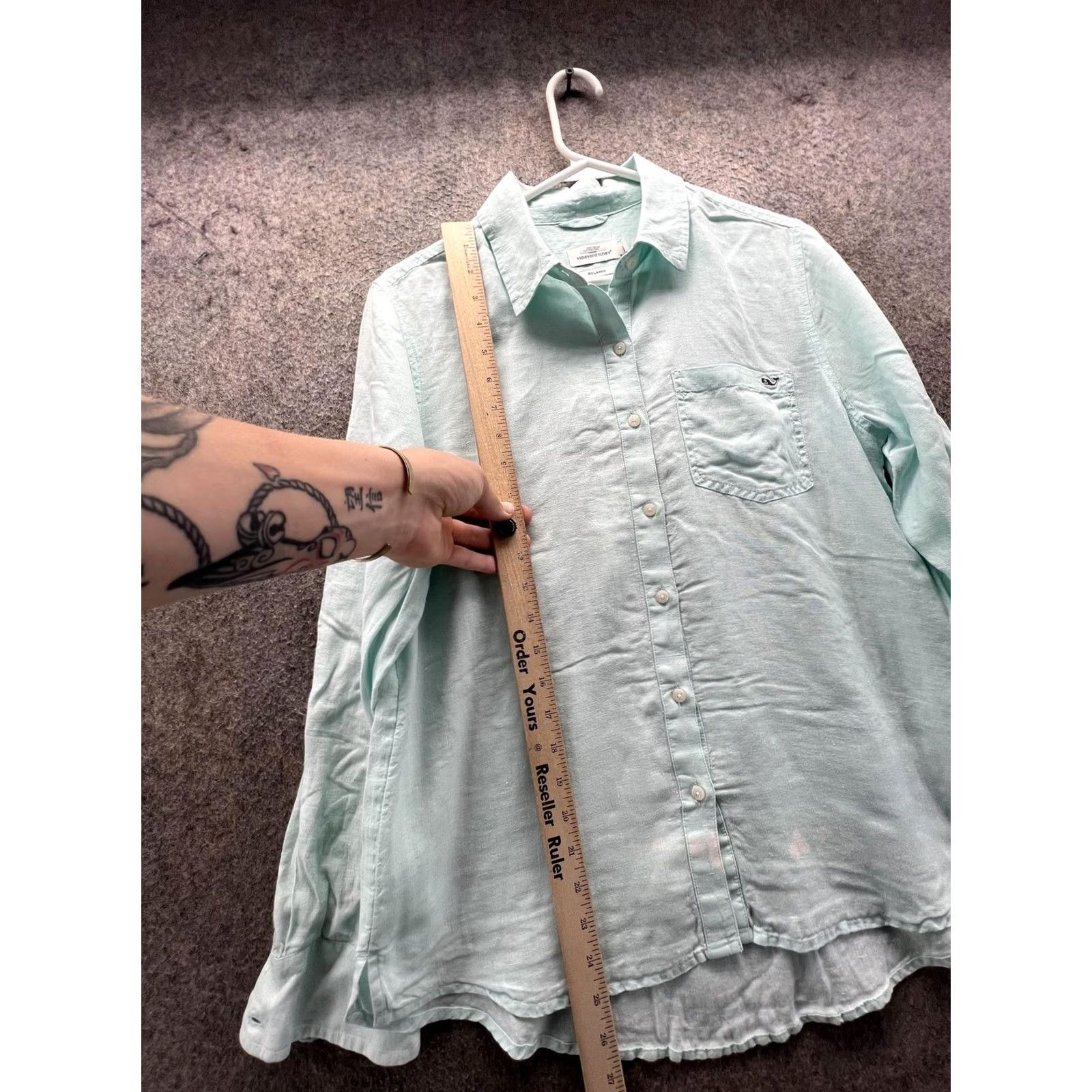 Vineyard Vines Vineyard Vines Shirt Womens 4 Green Linen Collared Button-Up Long Sleeve Top Size S / US 4 / IT 40 - 4 Thumbnail
