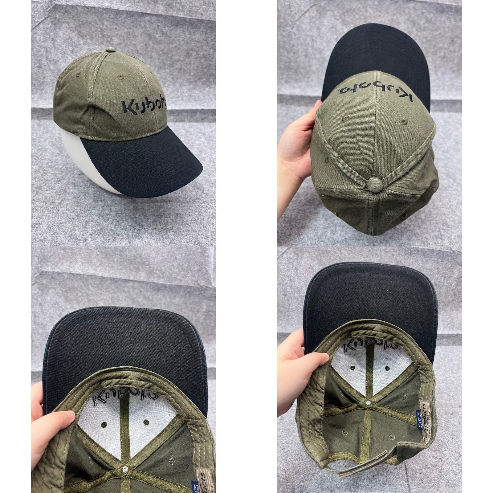 Equipment K-Products Kubota Hat Cap Strap Back Adult One Size Green Cotton Construction Equipment Baseball Cap Mens Size ONE SIZE - 8 Thumbnail