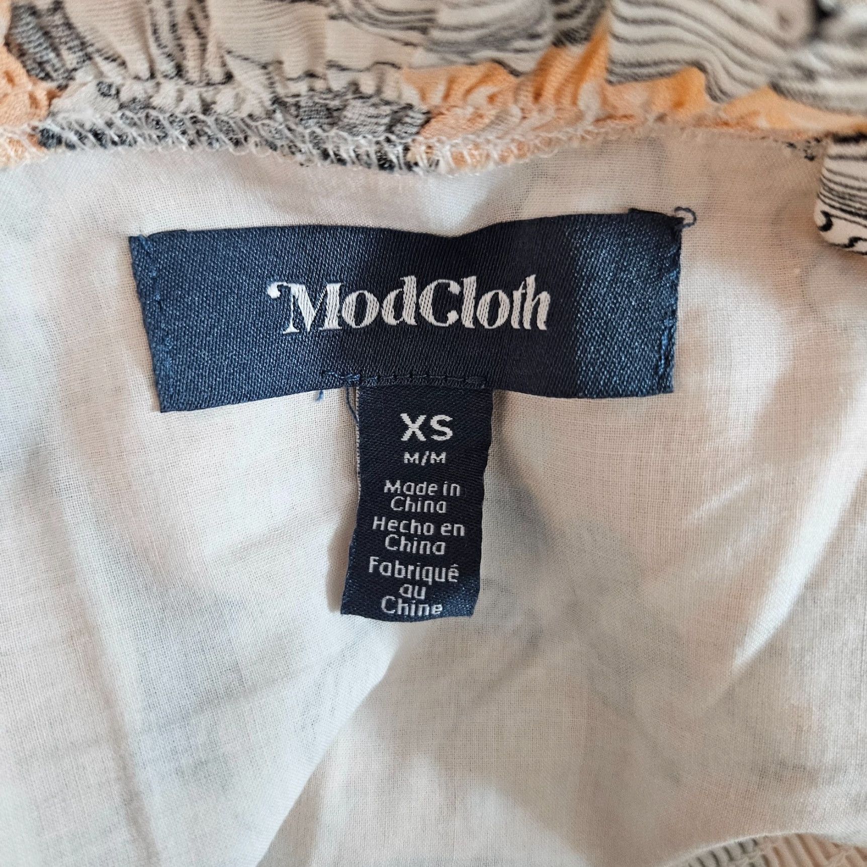 Vintage Modcloth Womens Boho Maxi Dress On The Range Smocked XS Peach White Faces Size XS / US 0-2 / IT 36-38 - 6 Thumbnail