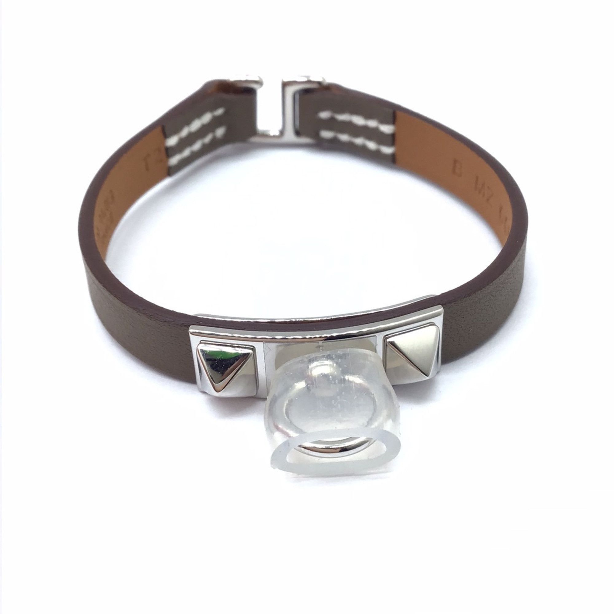 image of Hermes Rival Bracelet Etoupe Swift Sv Hardware Leather Accessories Fashion Women Men Unisex in Etou