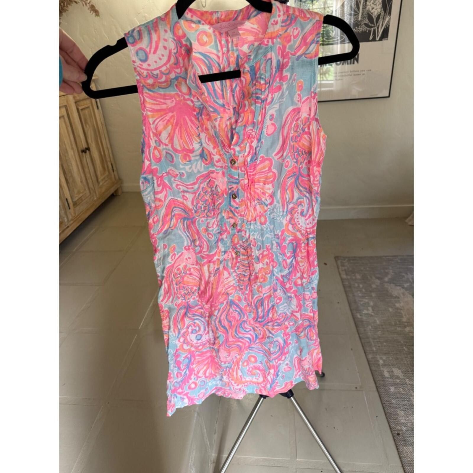 Other Lilly Pulitzer XS Sarasota Pink Linen Sleeveless Shift Dress Size XS / US 0-2 / IT 36-38 - 3 Thumbnail