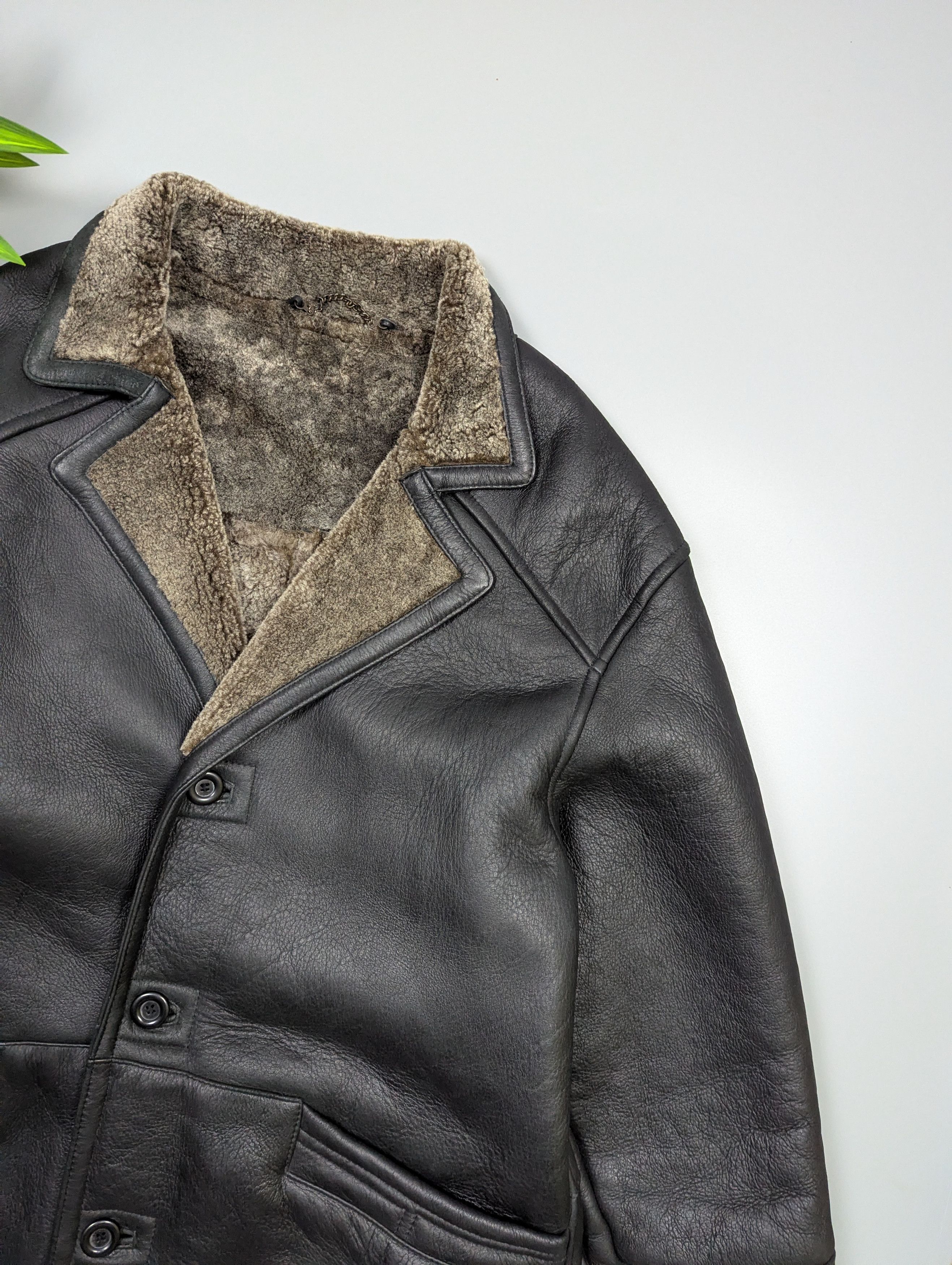 Other Men Black Sheepskin Shearling Leather Fur Coat Jacket 52 (L) Size US L / EU 52-54 / 3 - 4 Thumbnail