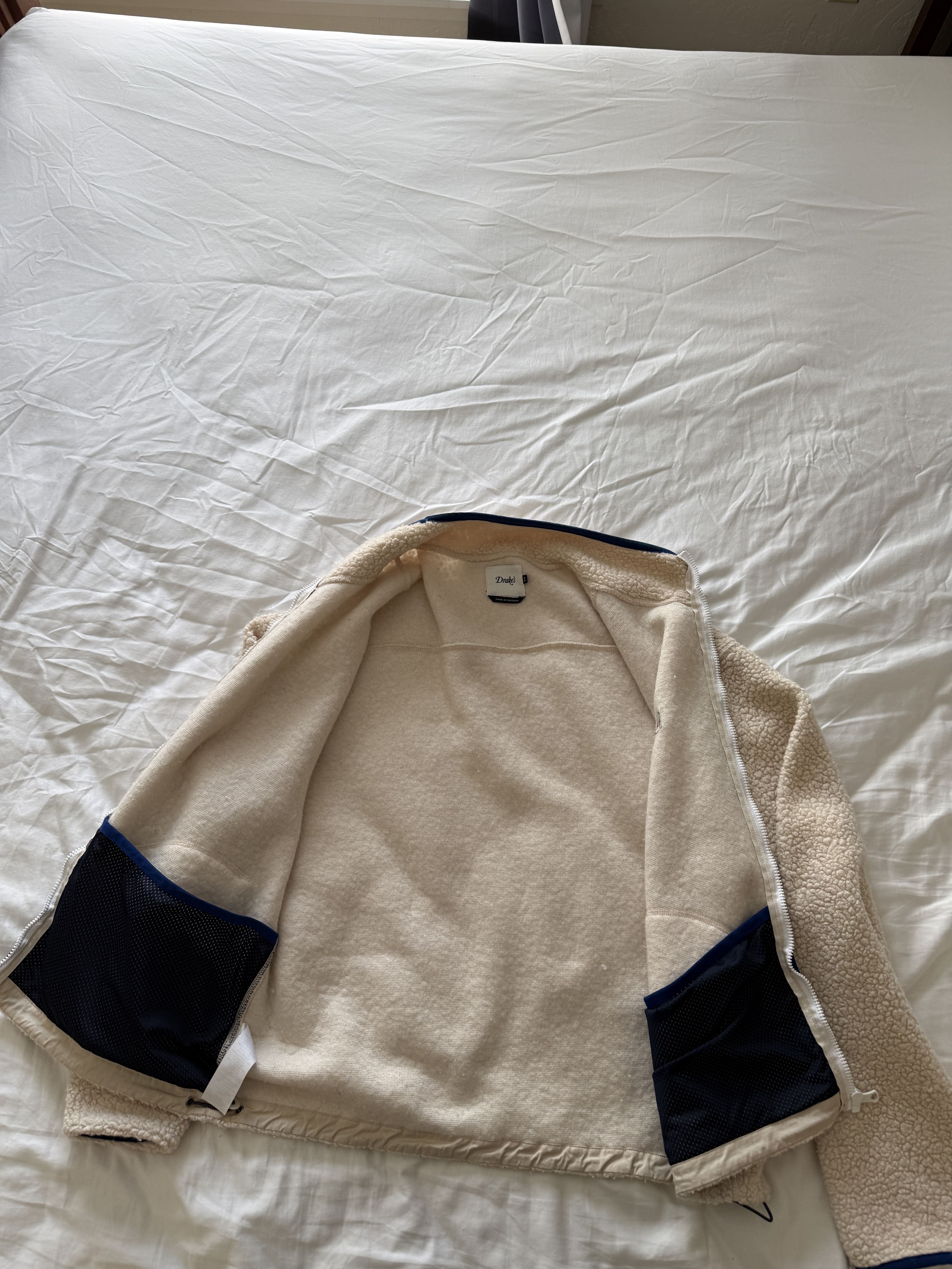 Drake's Drake's Ecru Boucle Wool Zip Fleece Jacket Size US XL / EU 56 / 4 - 4 Thumbnail