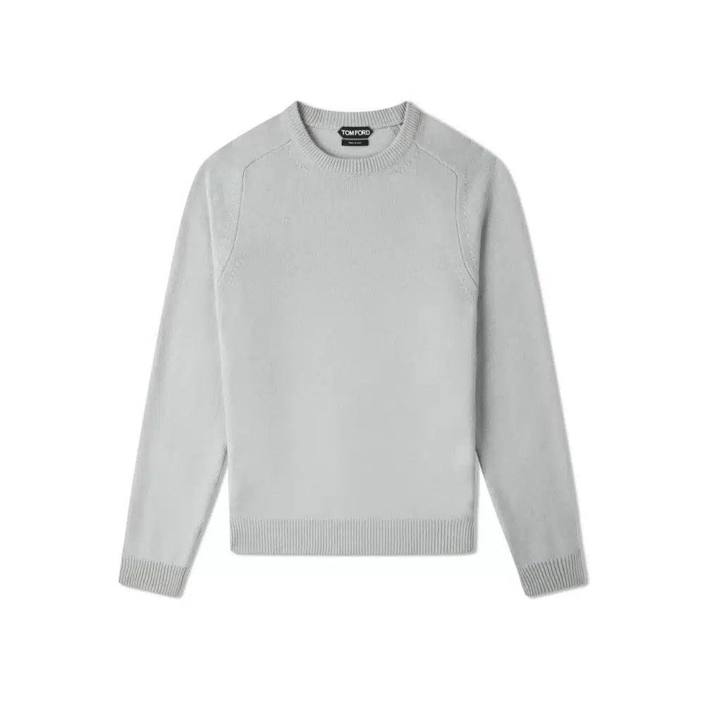 o1loc1c0325 KCL001 Cashmere Saddle Crewneck Sweater in Grey