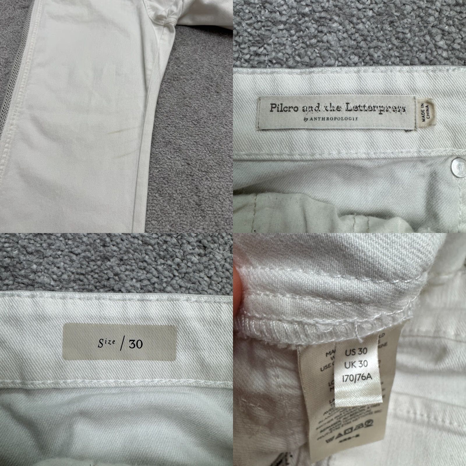 Anthropologie Anthropologie Jeans Woman Regular White Denim 30 5-Pocket Button Fly Belt Loops Ankle Slim Stretch Size 30" / US 8 / IT 44 - 8 Thumbnail