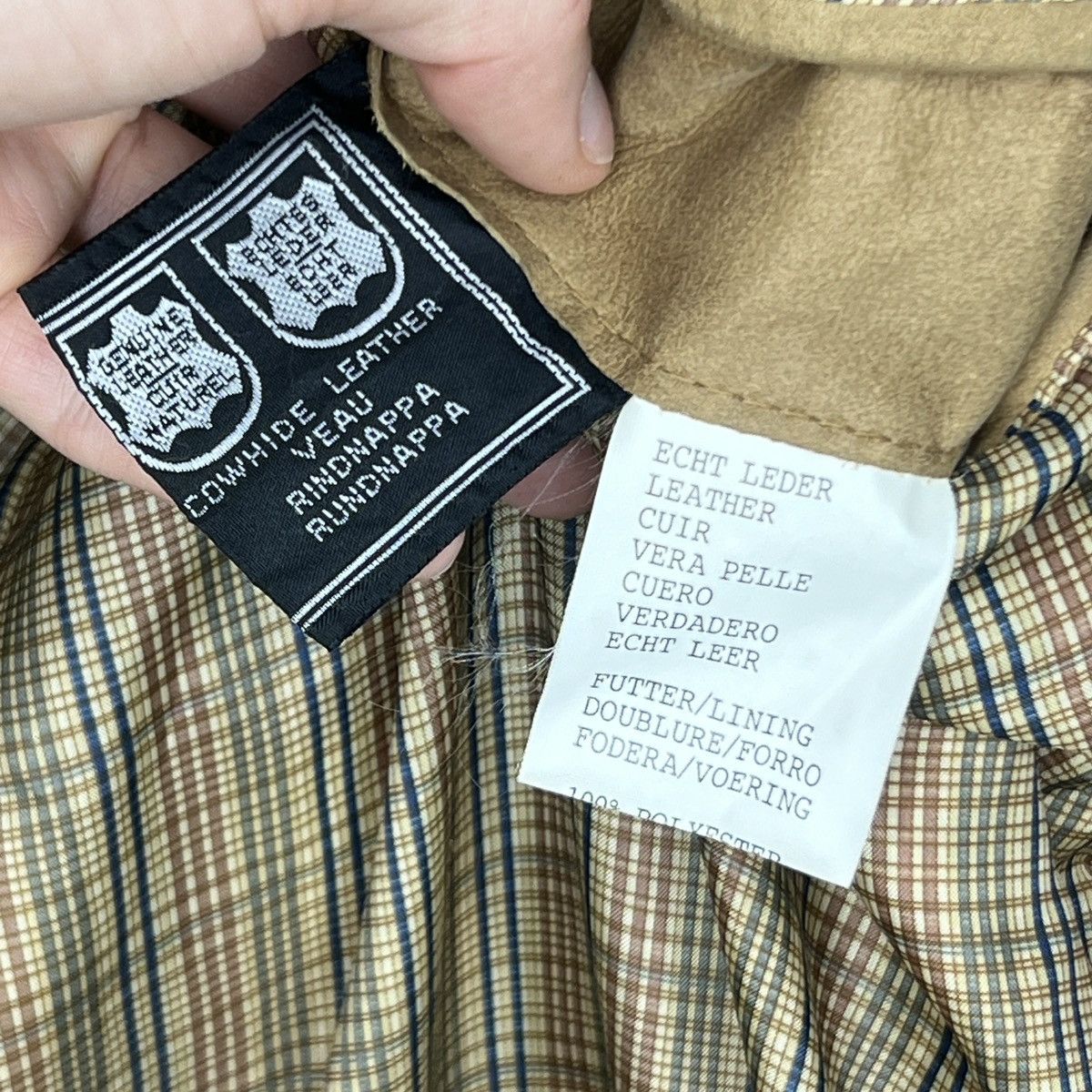 Japanese Brand × Vintage Vintage Leather Jacket Biker Ramones Beige Genuine Trucker Size US XL / EU 56 / 4 - 8 Thumbnail