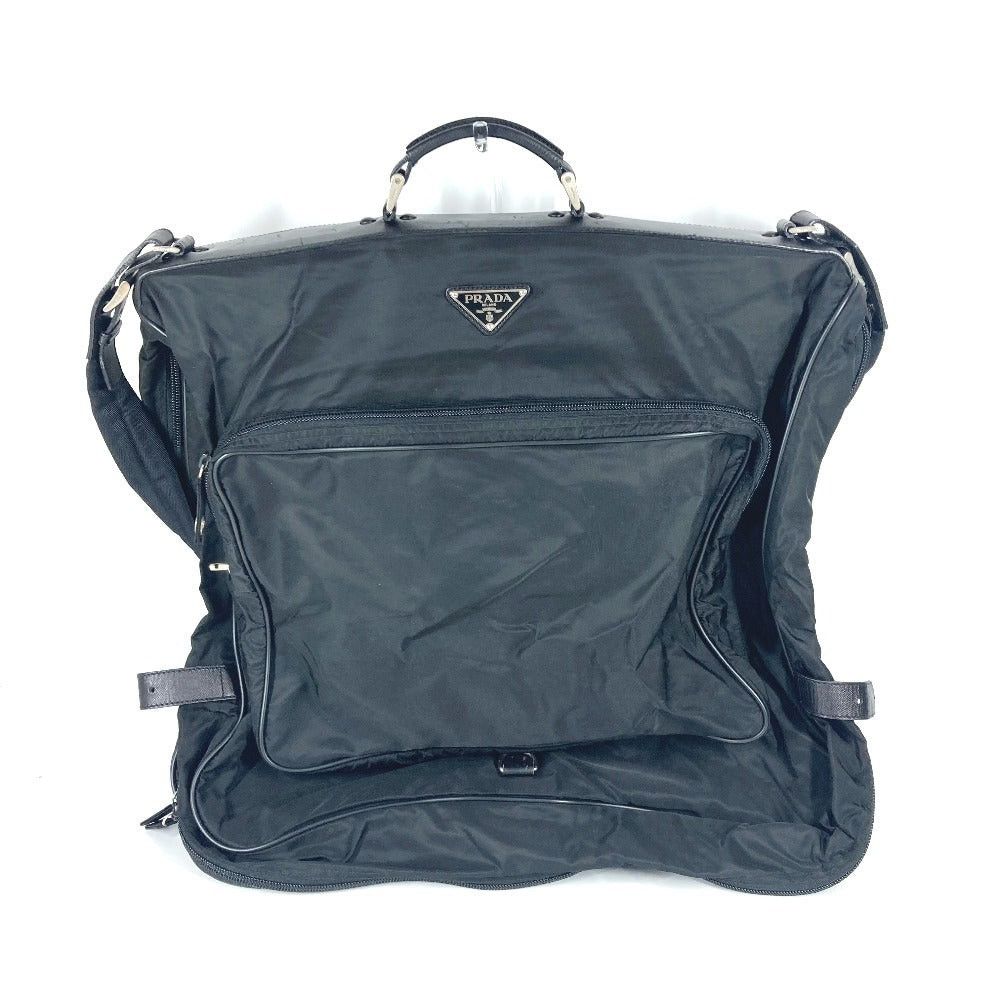 Prada Triangle Logo Plate 2 Way Bag Shoulder Handbag Travel Boston Nylon Unisex Black, Women's