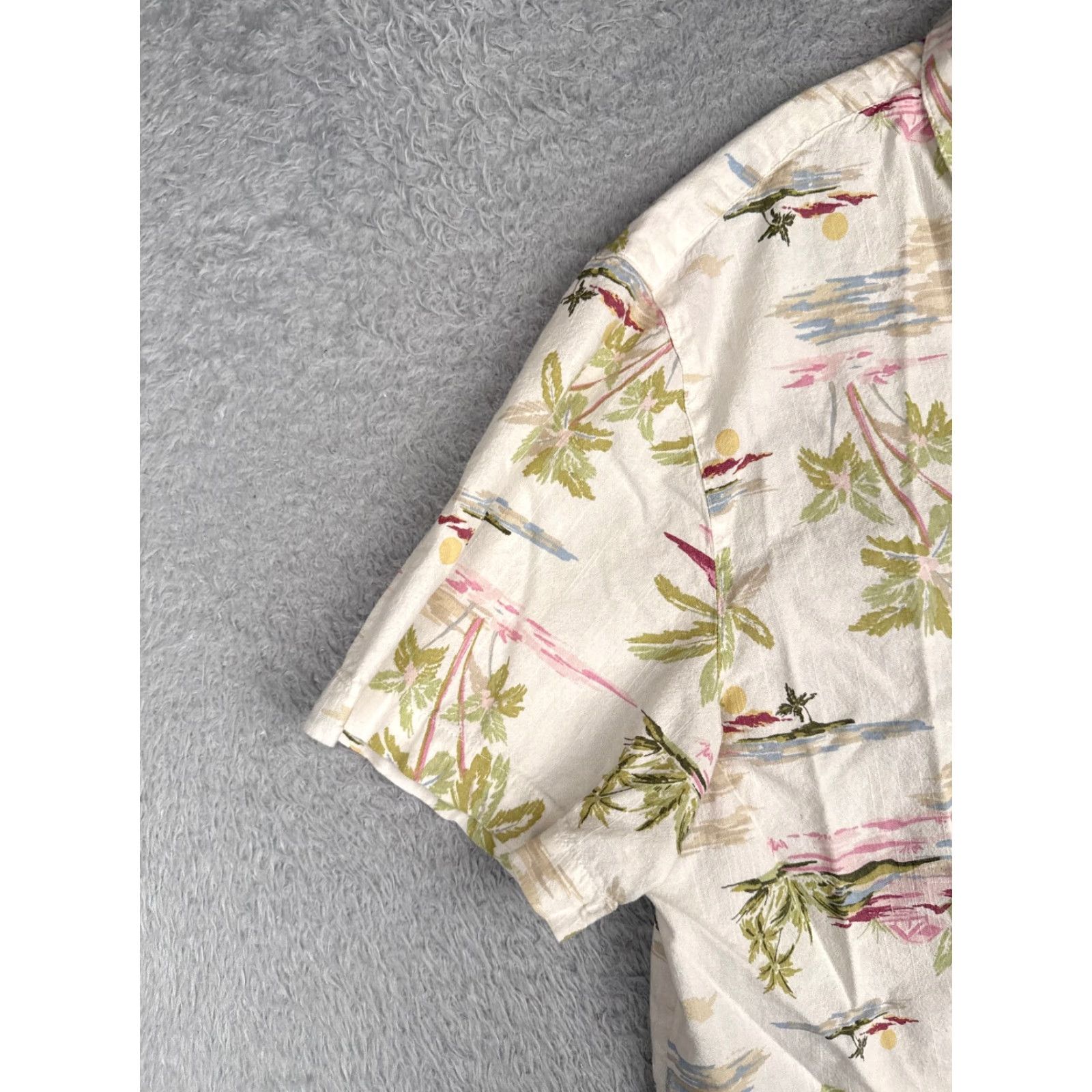 George George Button-Up Shirt Adult XL White Palm Hawaiian Cotton Blend Size US XL / EU 56 / 4 - 3 Thumbnail