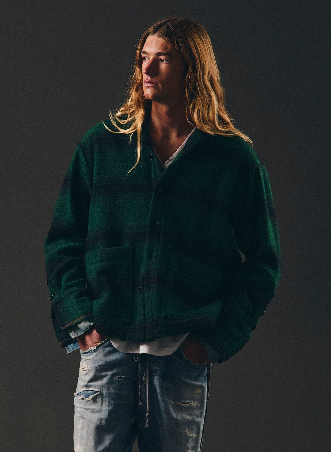 Greg Lauren $1200 Greg Lauren Green Plaid Shawl Collar Boxy Jacket Size US XL / EU 56 / 4 - 3 Thumbnail