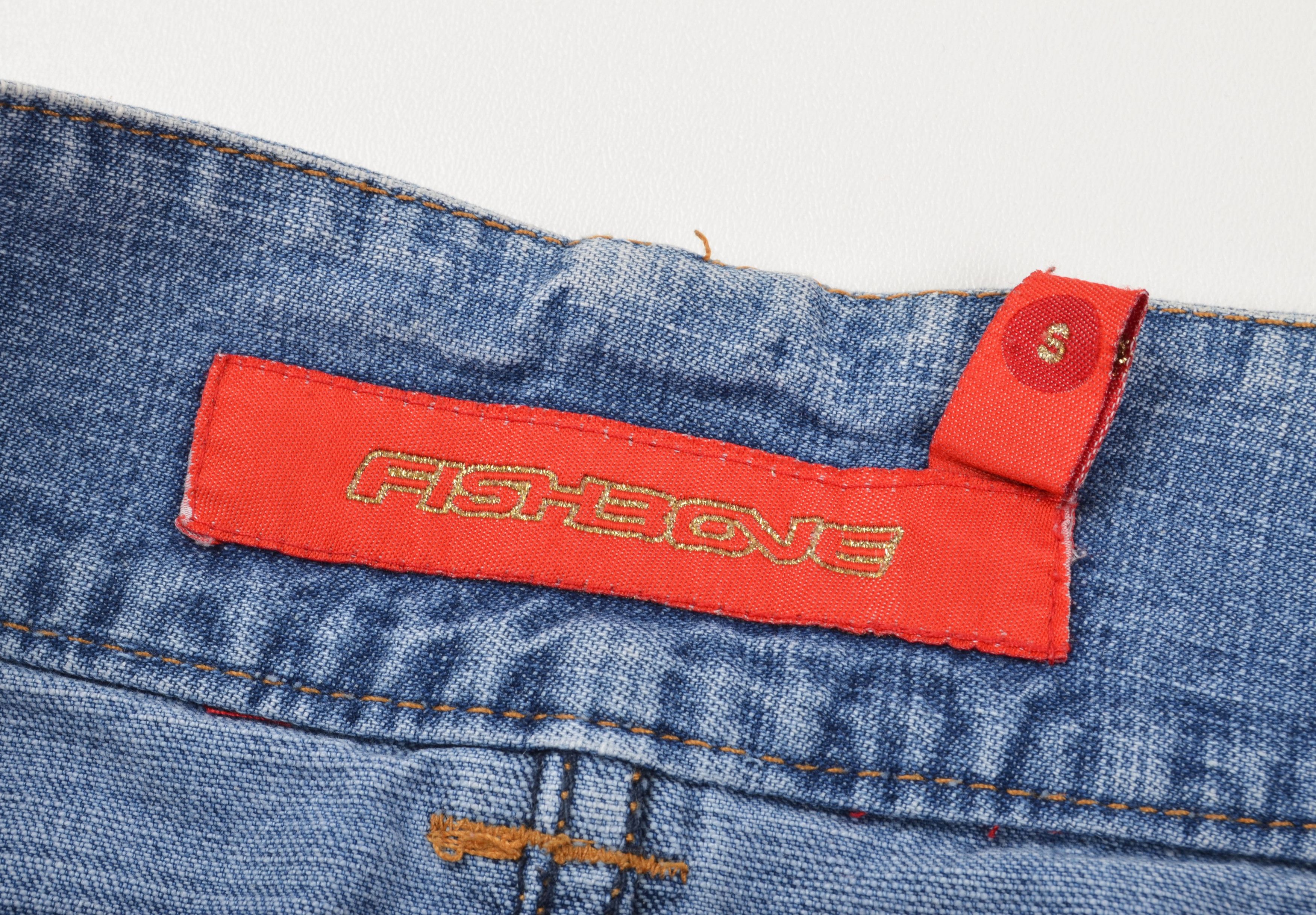 Vintage Vintage Fishbone Y2K Glam Denim Blue Micro Skirt Size 33" - 7 Thumbnail