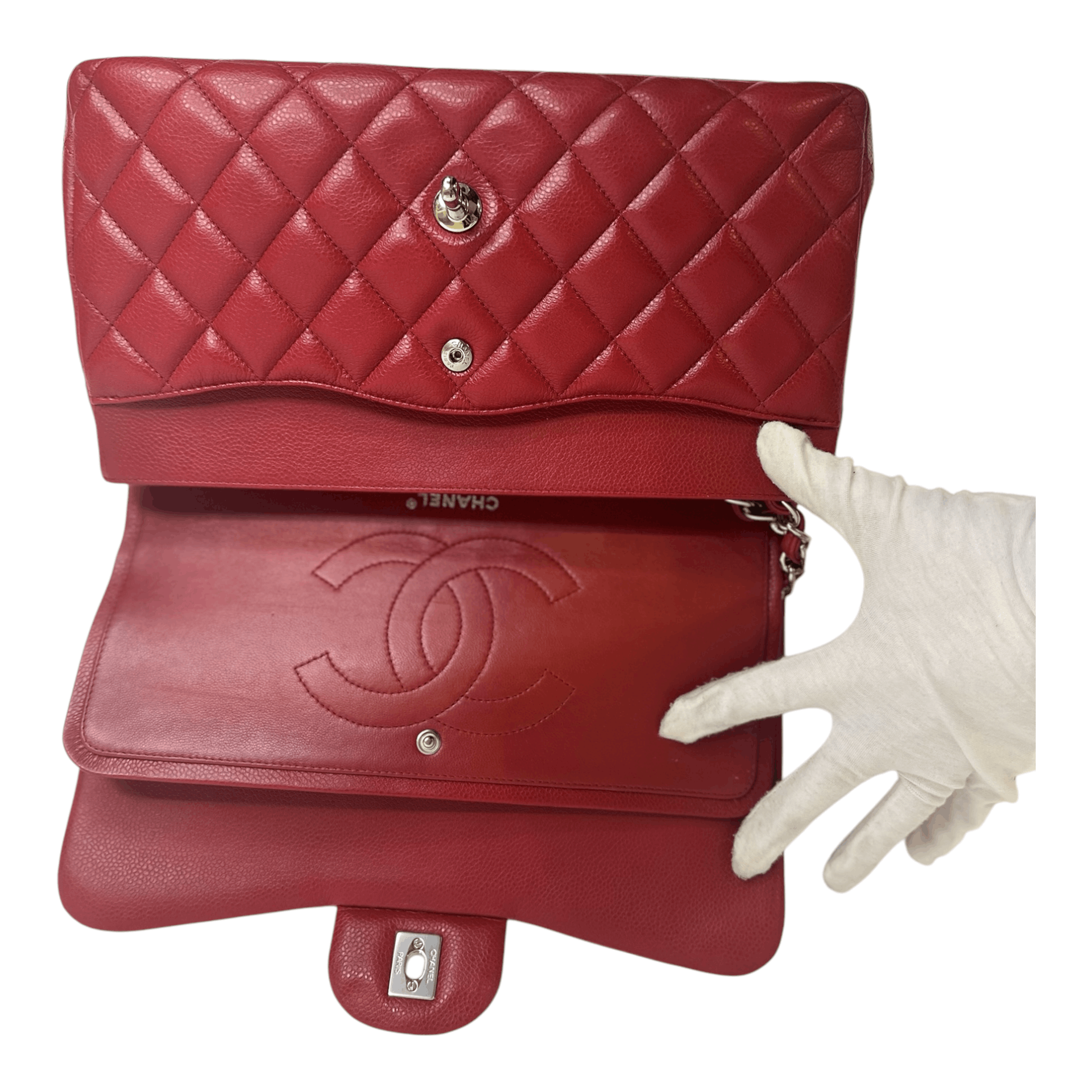 Chanel Chanel Red Caviar Quilted Jumbo Double Flap Size ONE SIZE - 5 Thumbnail