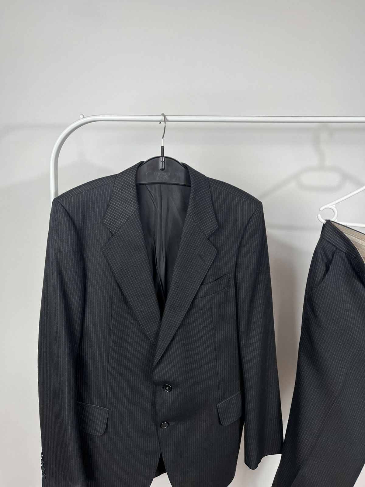 Other Vintage Black Pinstripe Suit Wool Blend Size 52 Formal Set Size 42R - 2 Thumbnail