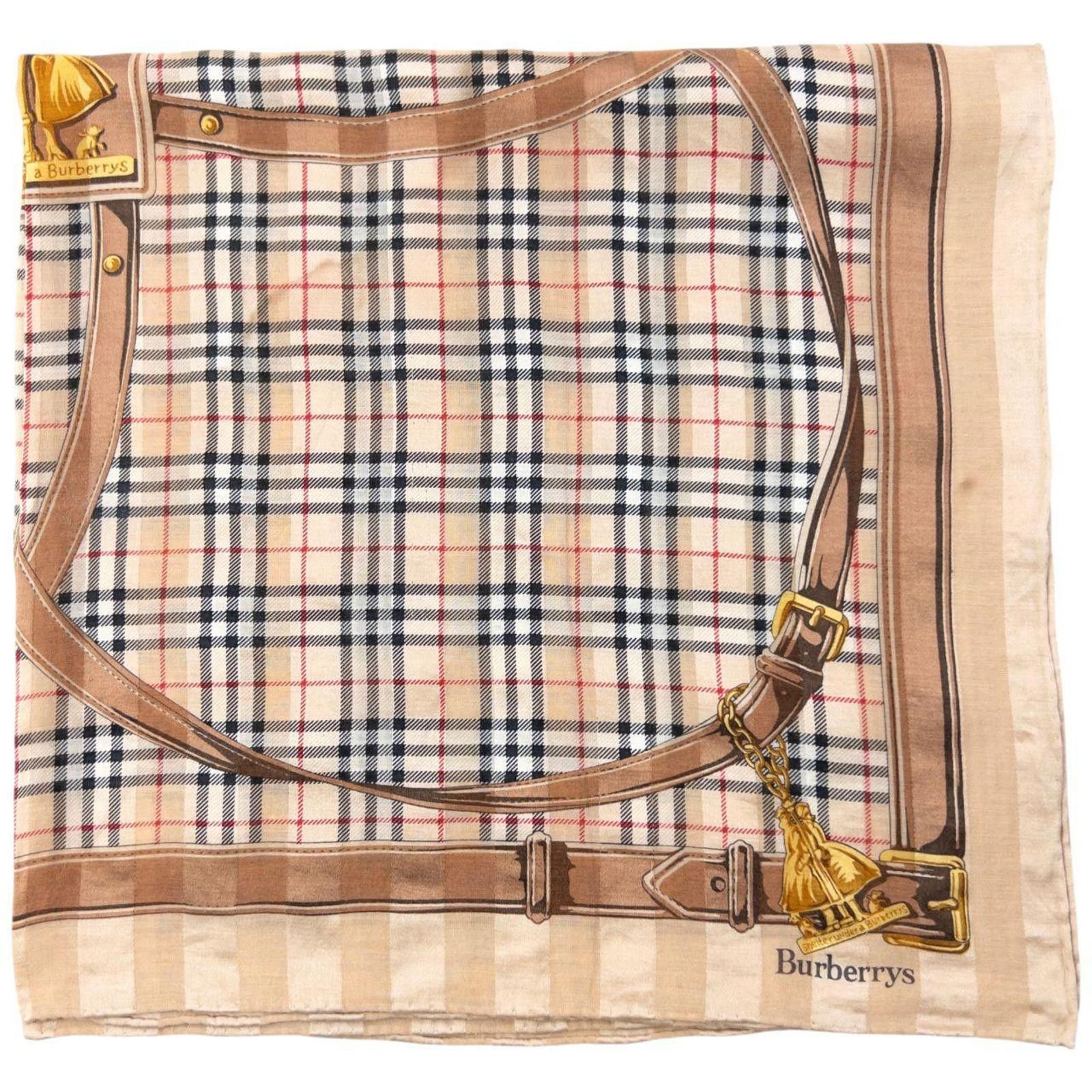 Burberry Vintage 90s Burberry Nova Check Buckle Print Silk Scarf Size ONE SIZE - 2 Thumbnail