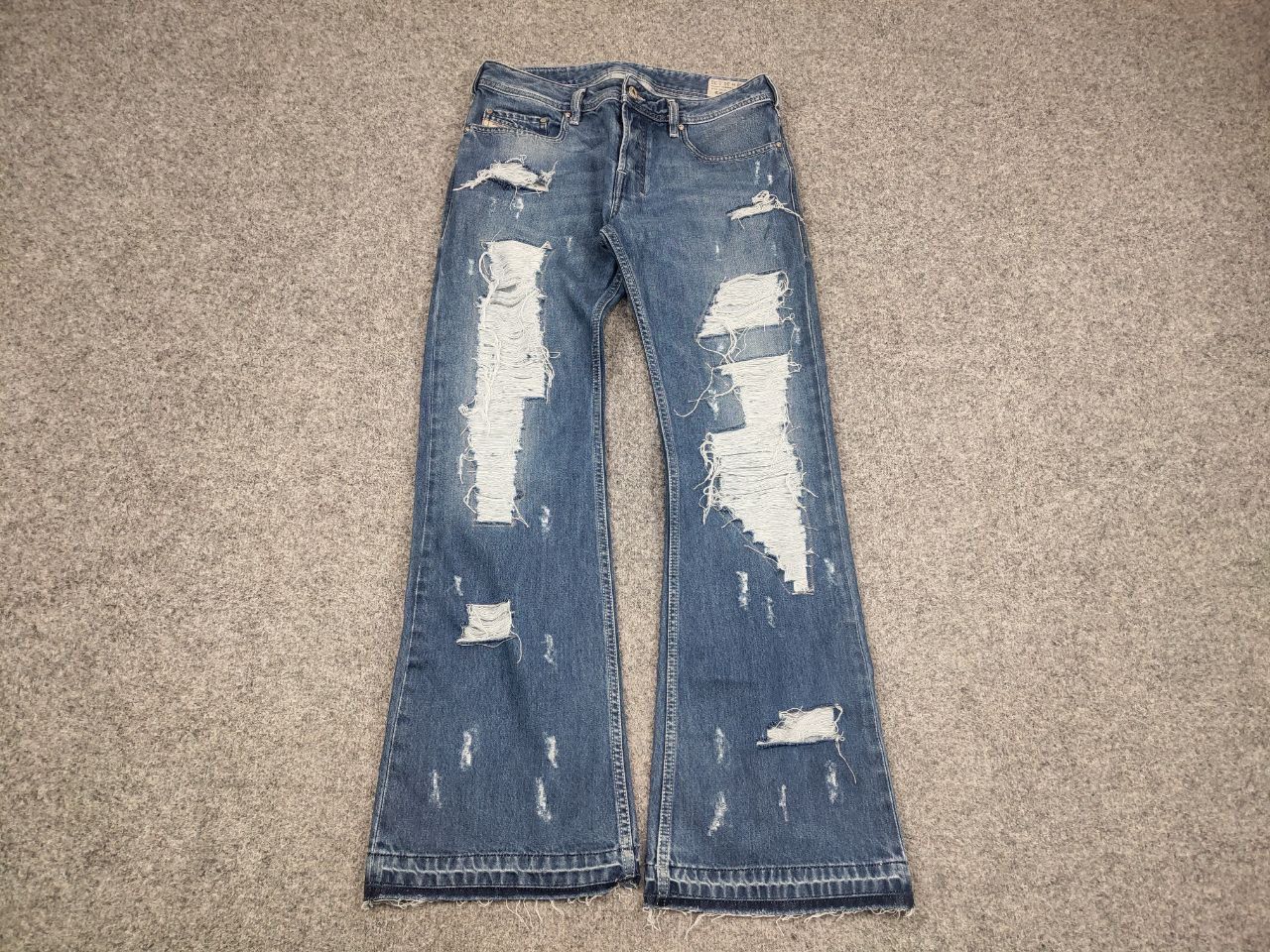 If Six Was Nine × Le Grande Bleu (L.G.B.) × Vintage Vintage Diesel If Six Was Nine style Distressed Flared Jeans Size US 30 / EU 46 - 8 Thumbnail