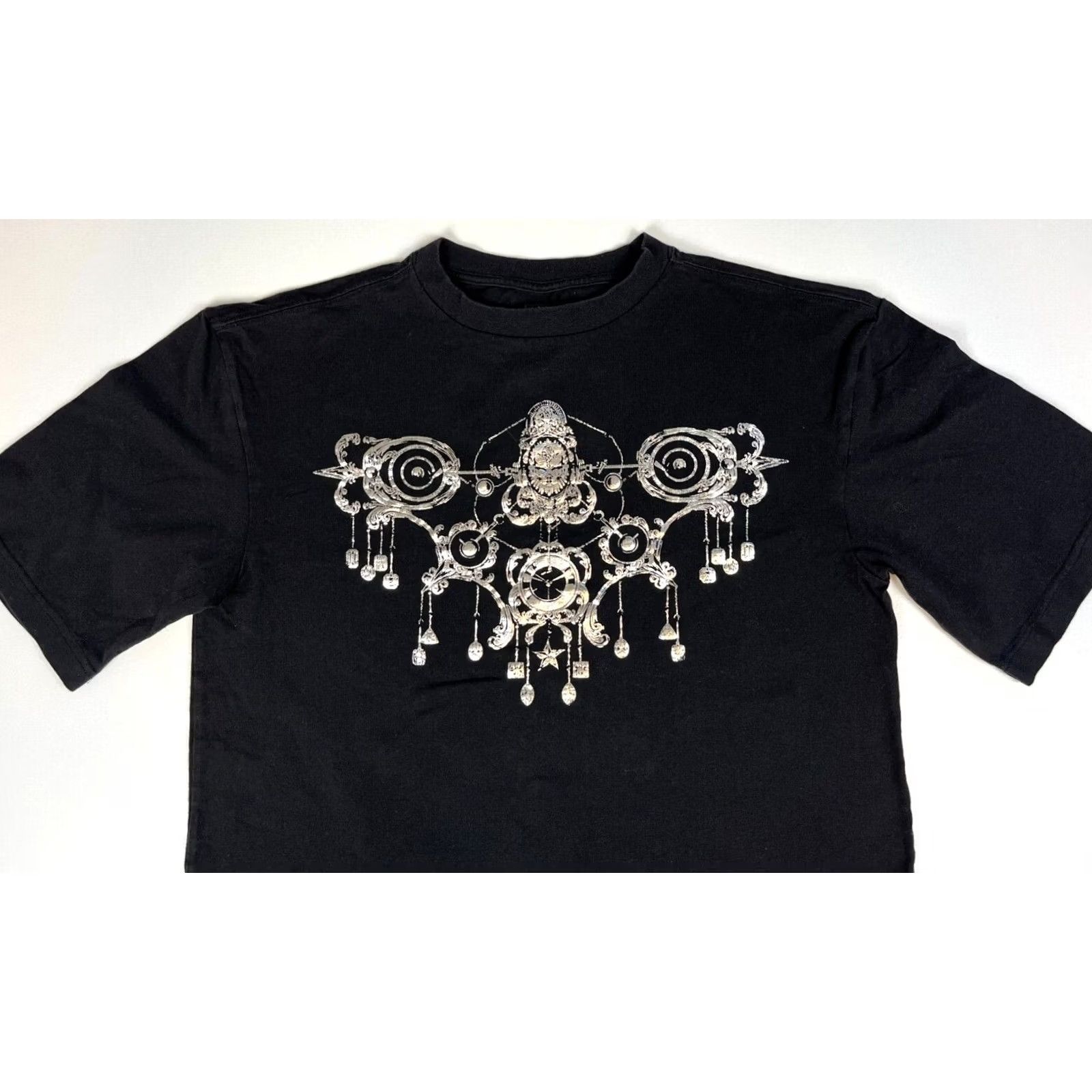 Adidas Adidas Men's Vintage 2008 T-Shirt Sz M Crew Neck Short Sleeve Black Cotton Medallion Clock Trefoil Double-Sided Graphic Print Size US M / EU 48-50 / 2 - 3 Thumbnail
