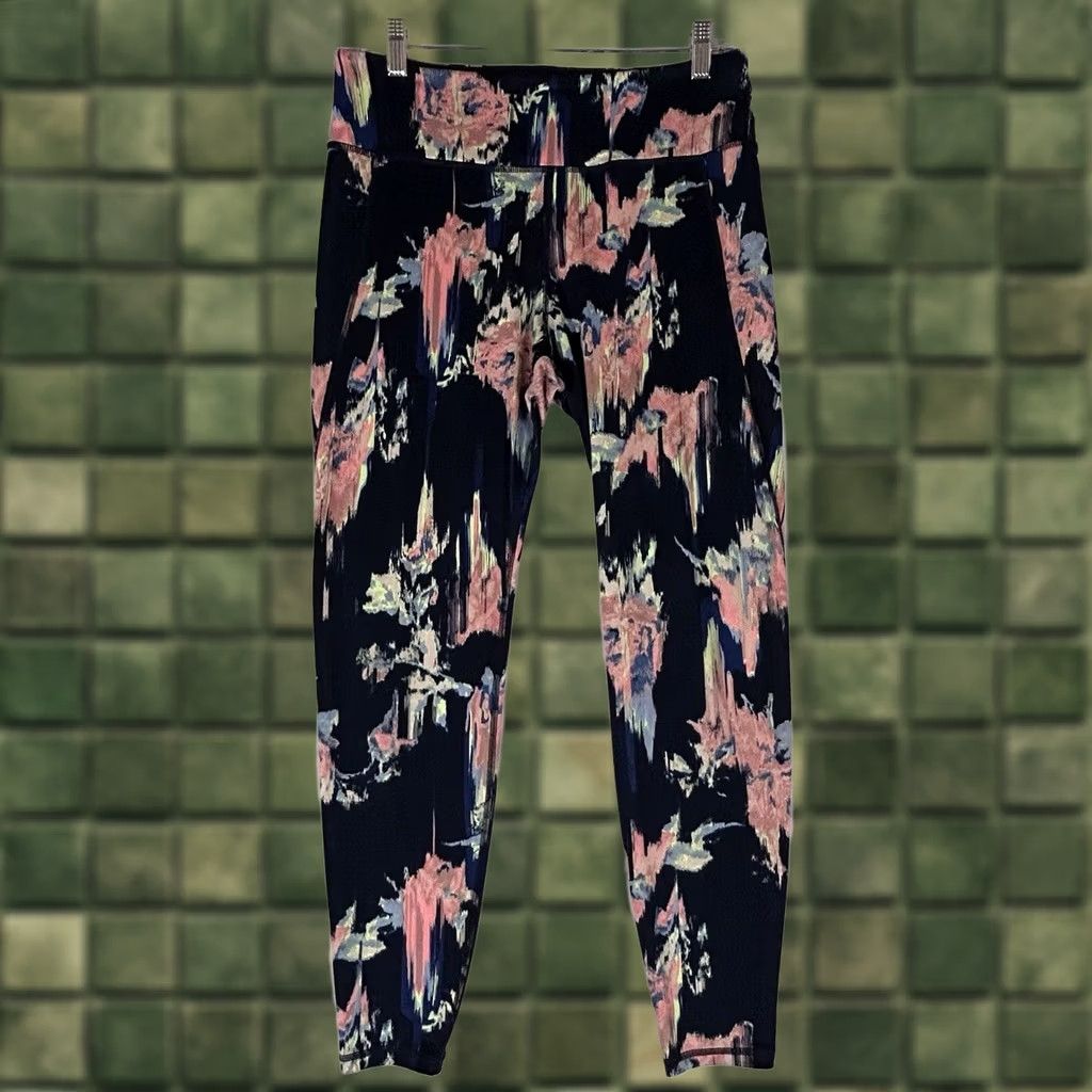 H&M H&M Sport Leggings Women's L Ankle Multicolor Abstract Stretch Gym Run Yoga Fitness Size 36" / US 14 / IT 50 - 1 Thumbnail