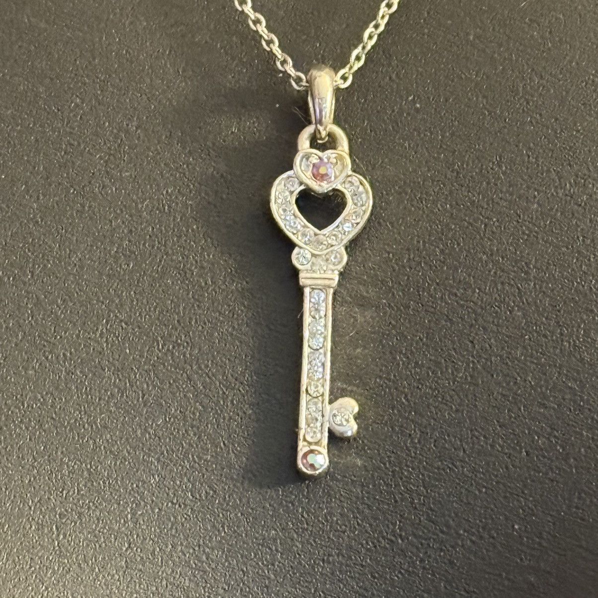 Other Silver tone rhinestone skeleton key pendant necklace Size ONE SIZE - 2 Thumbnail