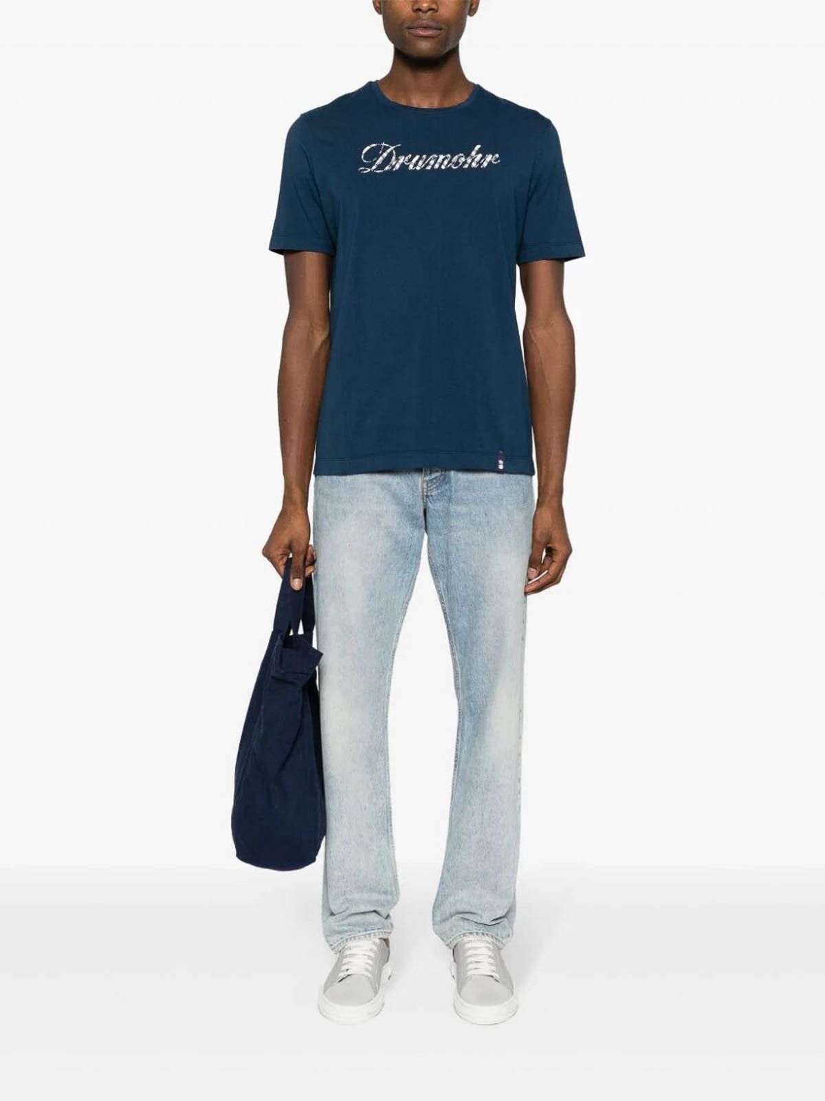 Drumohr DRUMOHR blue logo print cotton t-shirt Size Medium Size US M / EU 48-50 / 2 - 2 Thumbnail