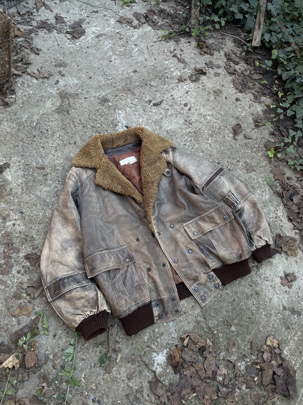 Other Vintage Brown Leather Aviator Bomber Jacket Size US L / EU 52-54 / 3 - 4 Thumbnail