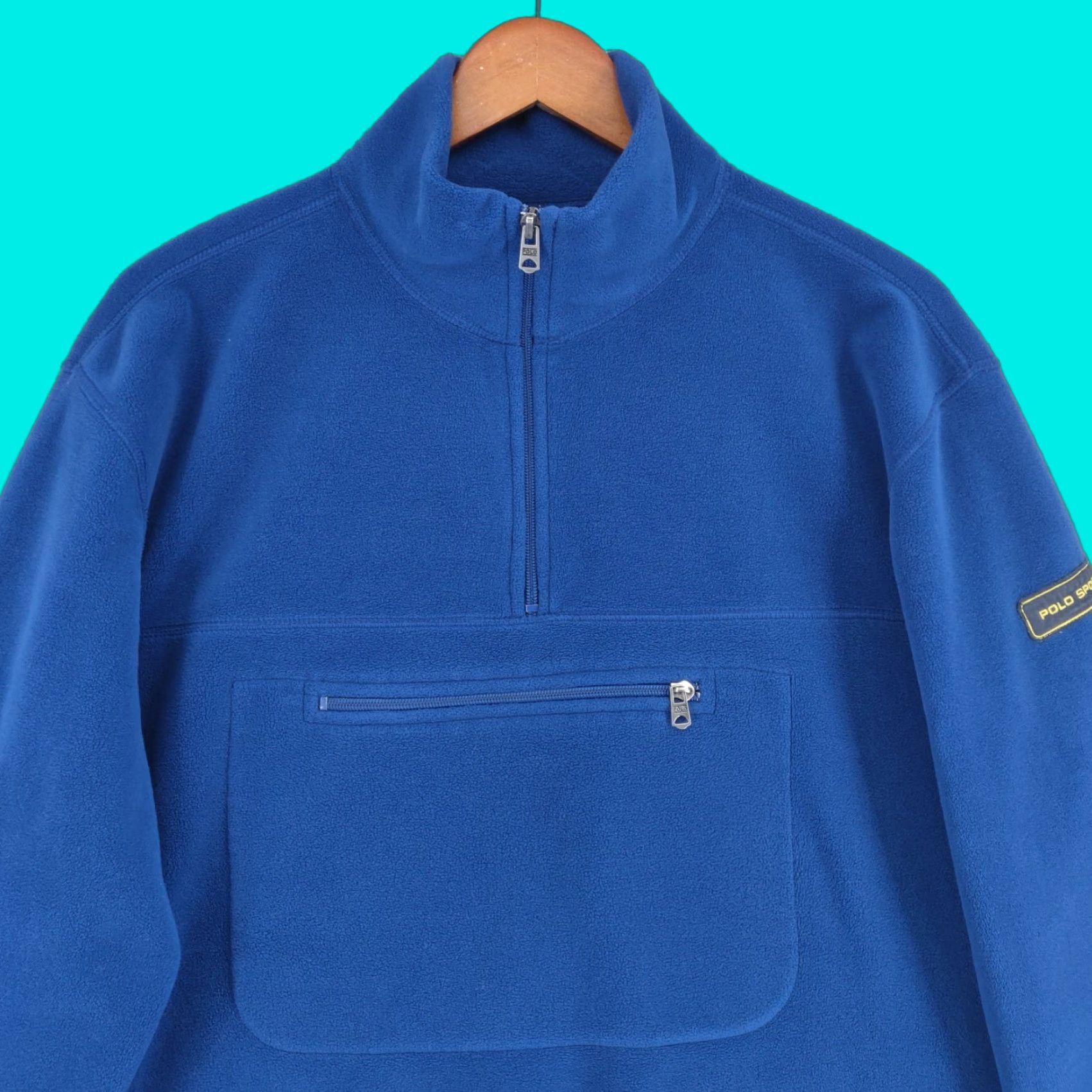 Polo Ralph Lauren VINTAGE Polo Ralph Lauren Fleece Pullover Mens Medium 1/4 Zip Polartec Thermal Pro Blue Polo Ralph Lauren Sweatshirt 90s Mens Size US M / EU 48-50 / 2 - 1 Thumbnail