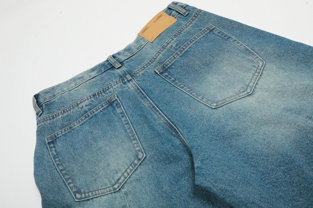 Jean Distressed men's loose washed multi-pocket work jeans Size US 32 / EU 48 - 5 Thumbnail