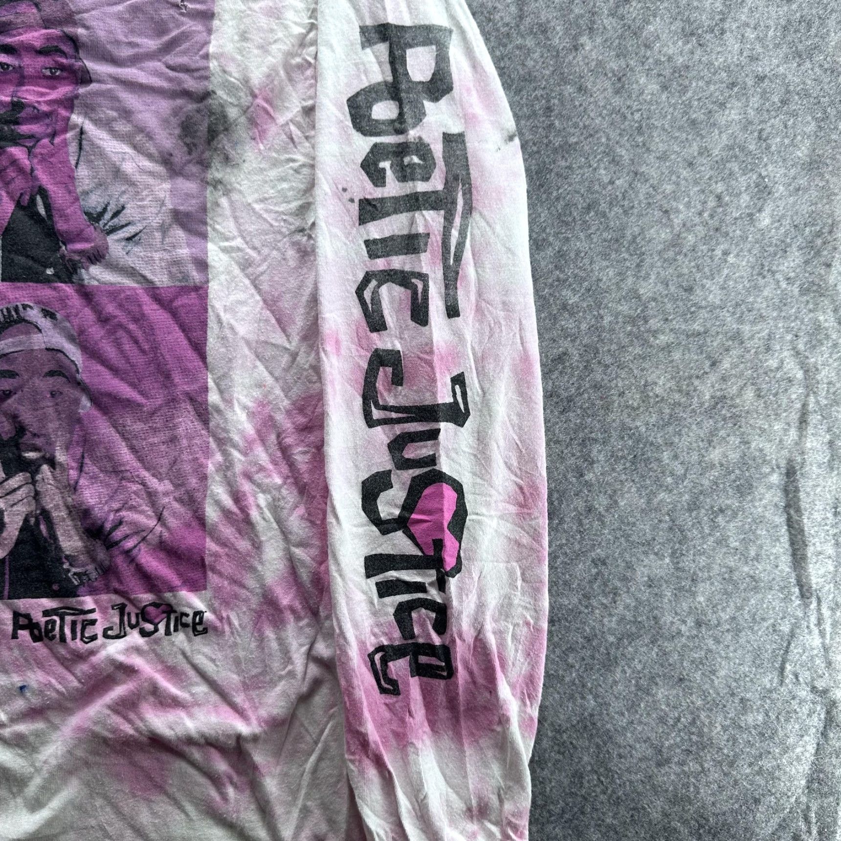 Vintage Poetic Justice Mens M Pink Tie Dye Long Sleeve Graphic Shirt 90s Movie Hip Hop Crew Neck Size US M / EU 48-50 / 2 - 6 Thumbnail