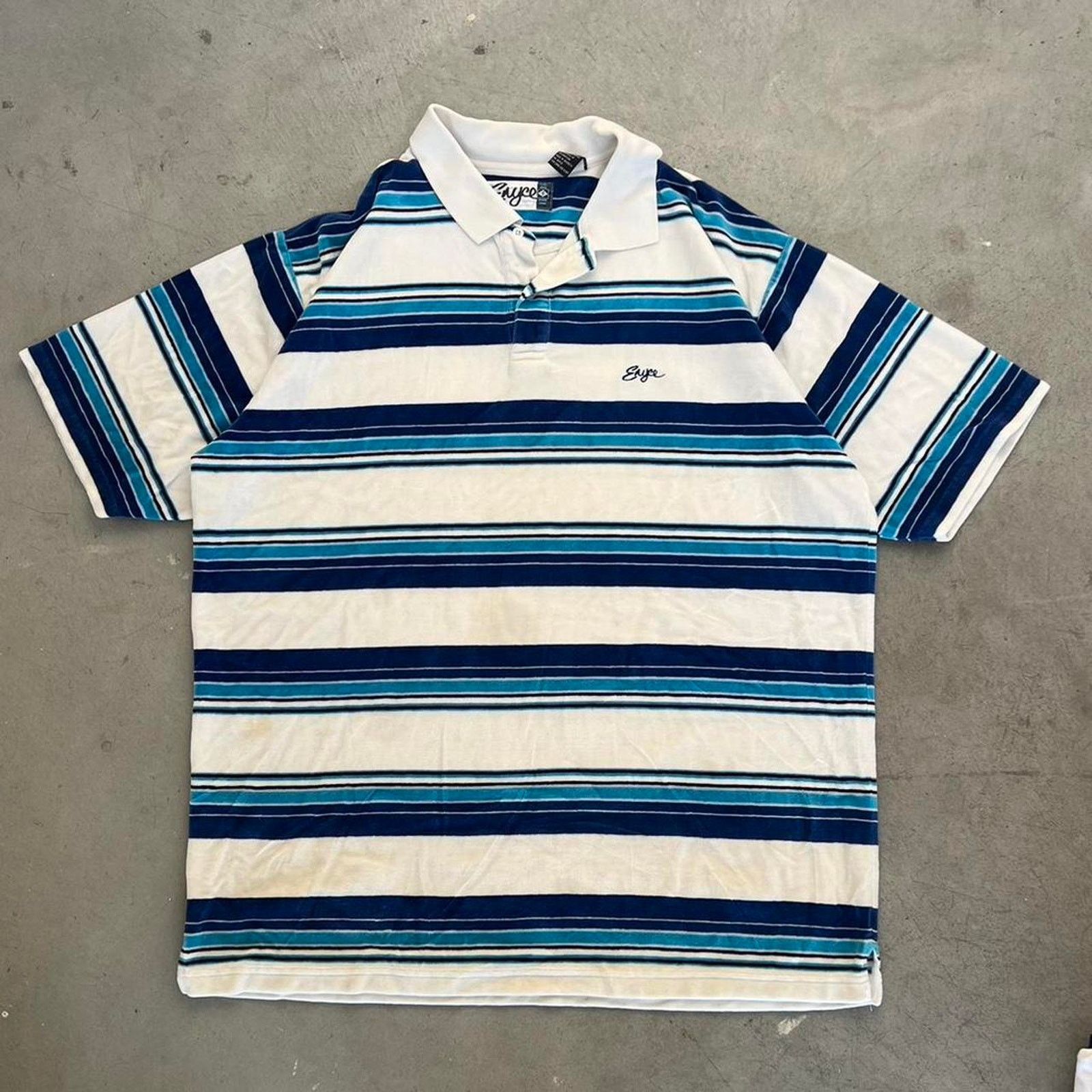 Enyce × Streetwear × Vintage Vintage Y2K Eynce Striped Velour Polo 