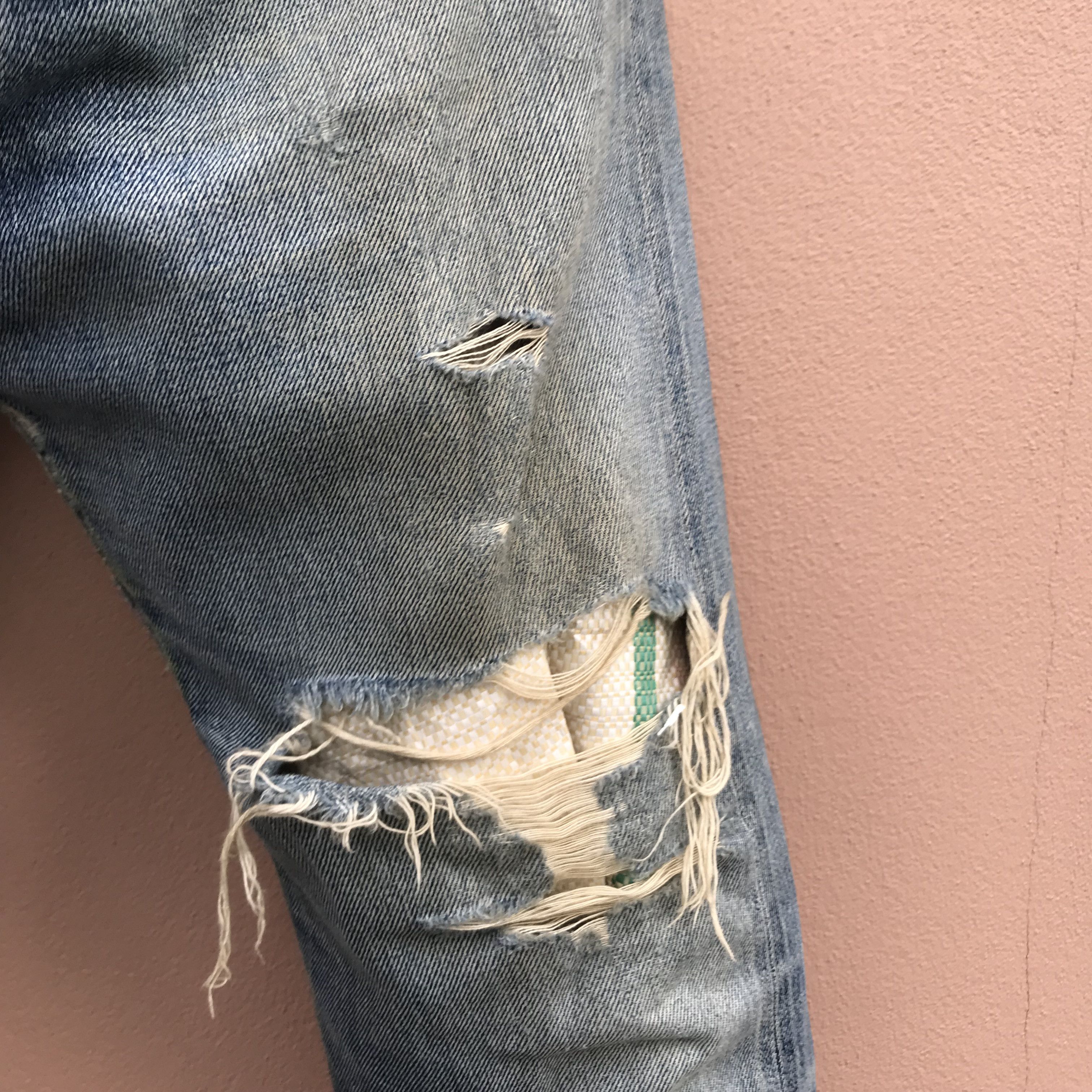 Denime Denime Selvedge Jeans Distressed Ripped Workwear Size US 30 / EU 46 - 7 Thumbnail