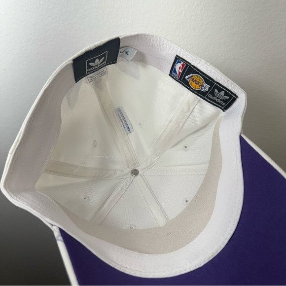 Adidas NEW L.A. LAKERS NBA ADIDAS FITMAX 70 L/XL WHITE HAT Size ONE SIZE - 6 Thumbnail