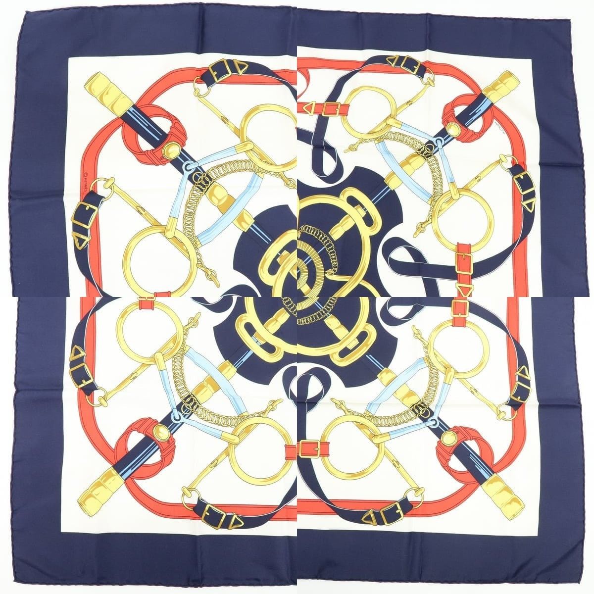 Hermes Hermes Carre 90 Eperon d'or Silk Scarf Navy Size ONE SIZE - 3 Thumbnail
