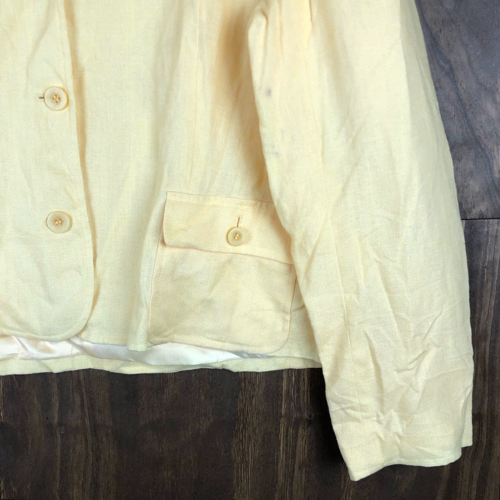 Talbots VINTAGE Talbots Womens Blazer Shirt Jacket Yellow Linen 18 Size XXL / US 16-18 / IT 52-54 - 4 Thumbnail