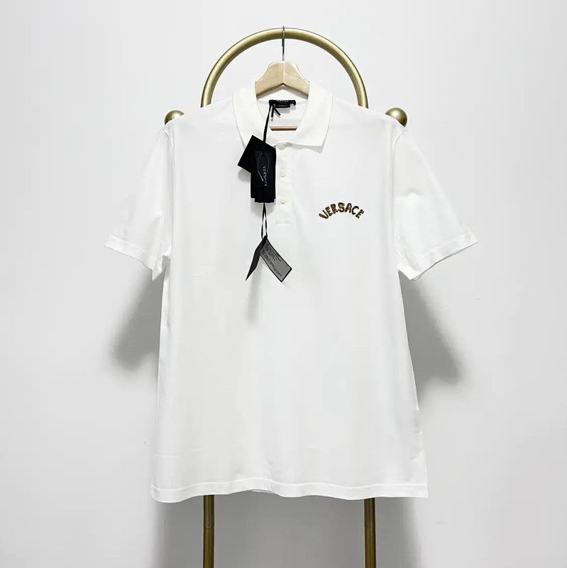 Versace Versace Summer White Cotton Embroidered Polo 0089 Size US XXL / EU 58 / 5 - 1 Thumbnail