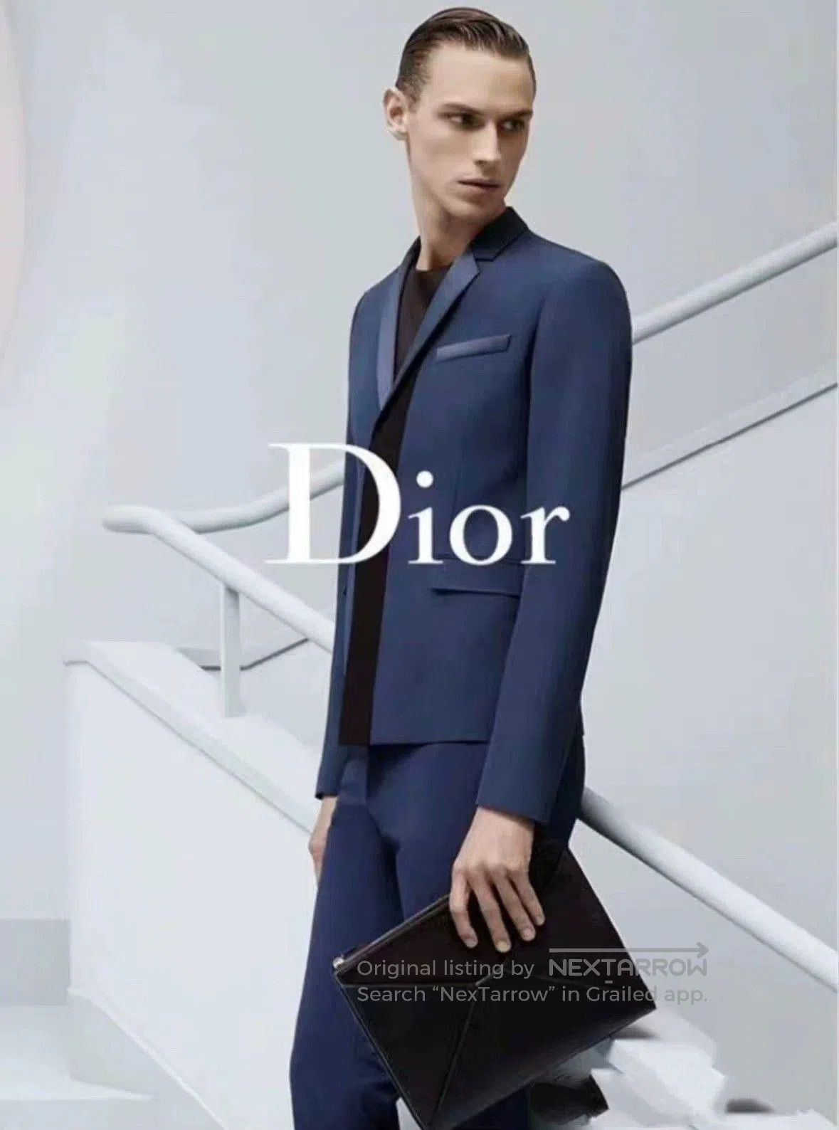 Dior Dior Elegant Blue Wool Suit Jacket. Size US L / EU 52-54 / 3 - 8 Thumbnail