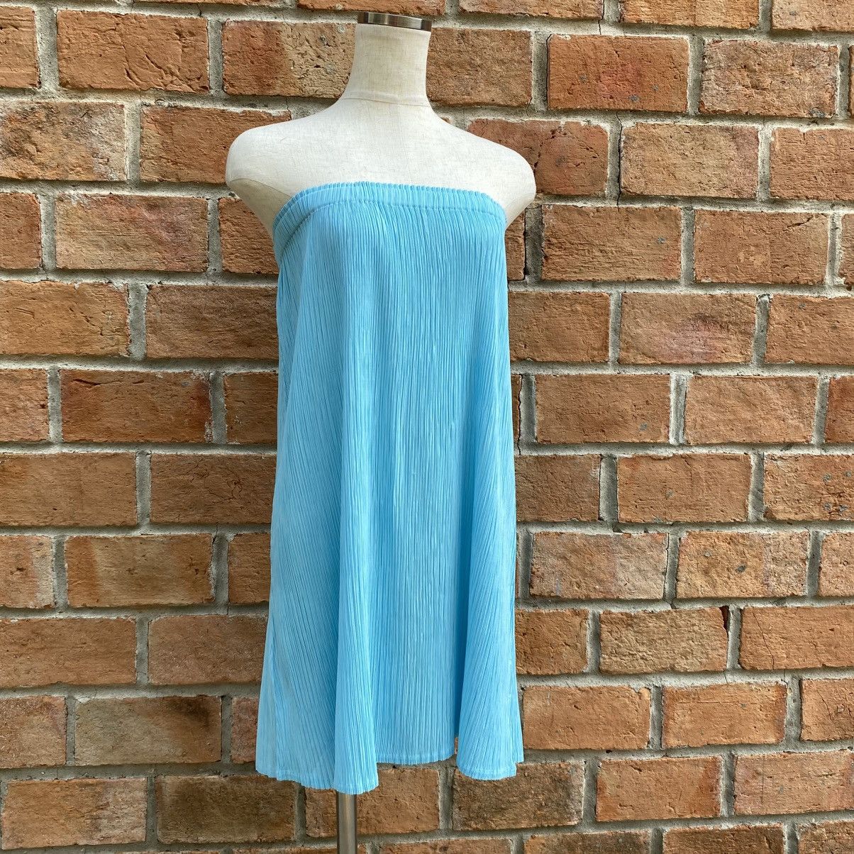 Coneco Sky Blue Pleated Elastic-Waist Skirt