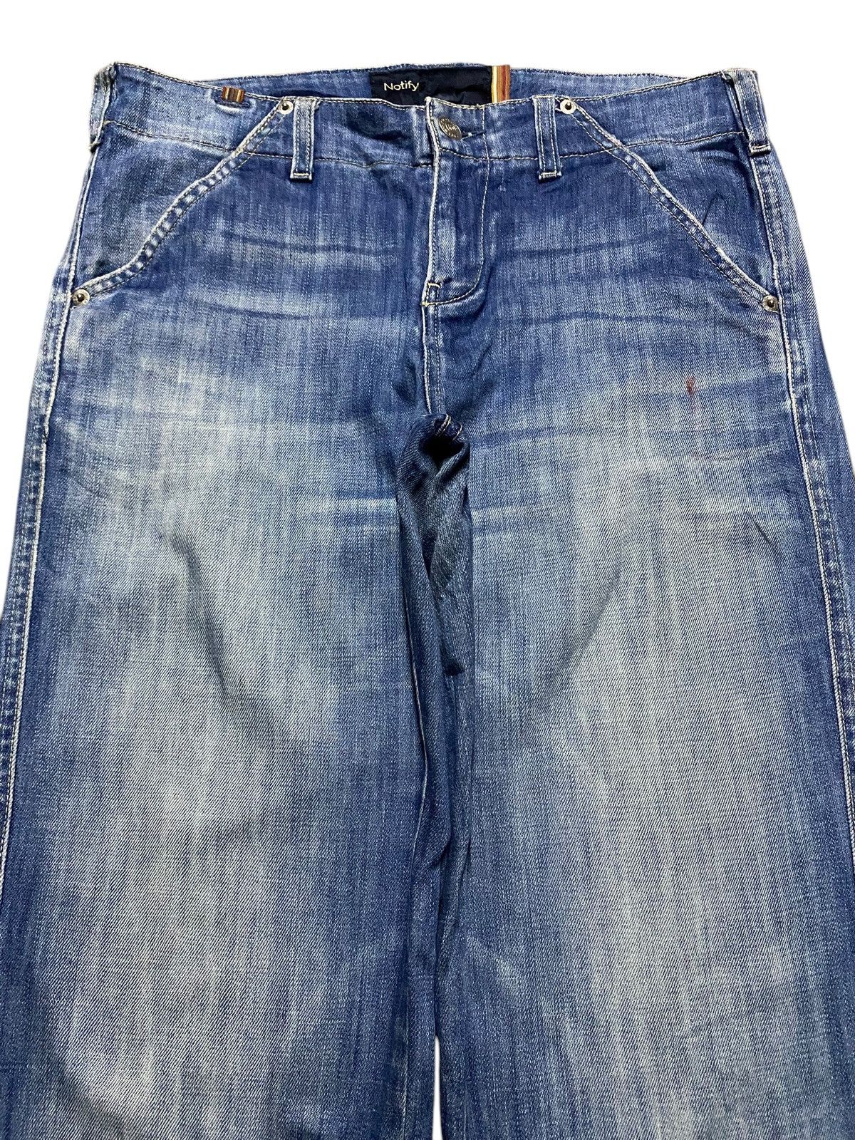 Japanese Brand Vintage Notify Blue Wash Distressed Baggy Jeans Size US 30 / EU 46 - 3 Thumbnail