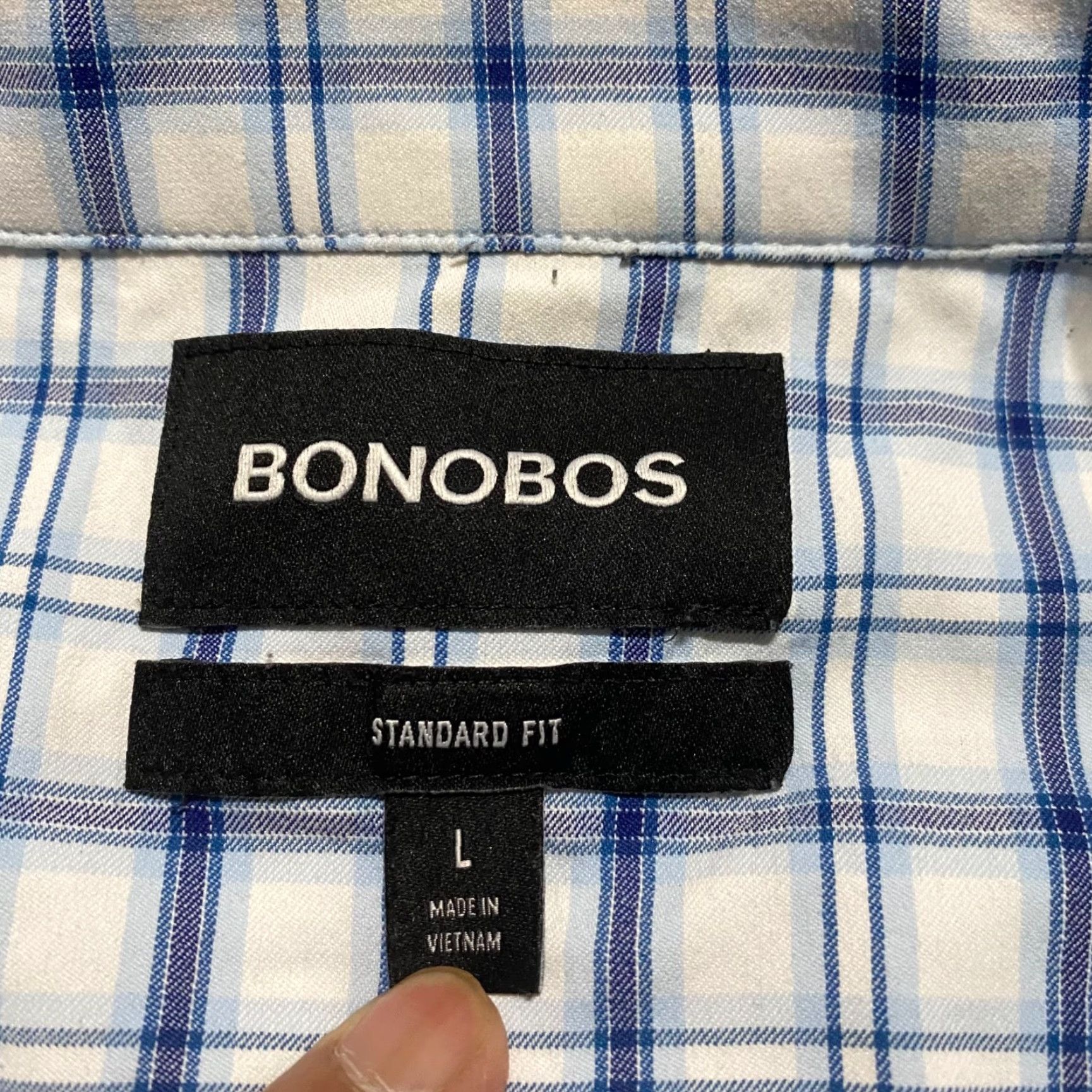 Bonobos Bonobos Mens Large Shirt Blue Plaid Check Long Sleeve Button-Front Nylon Size US L / EU 52-54 / 3 - 5 Thumbnail