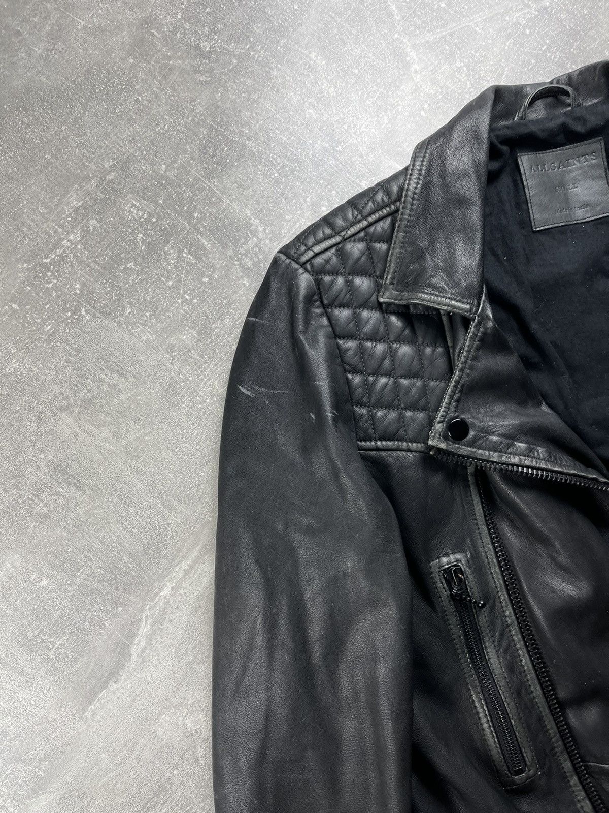 Allsaints ALLSAINTS Quilted Distressed Biker Leather Jacket 2010s Size US S / EU 44-46 / 1 - 4 Thumbnail