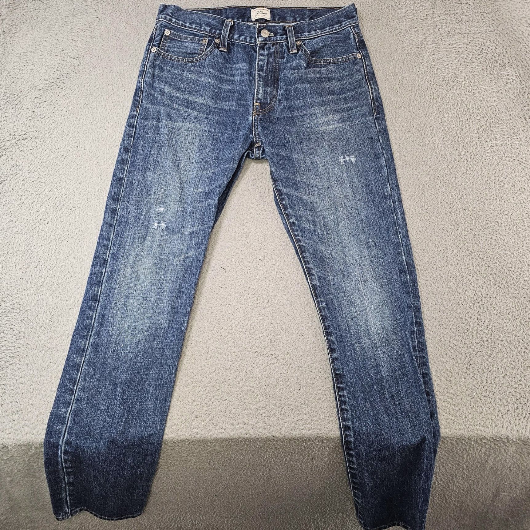 J.Crew J.CREW 770 Straight Jeans Mens 29x30 Distressed Denim Classic Fit Blue Leather Patch Pocket Vintage No Size US 29 - 2 Thumbnail
