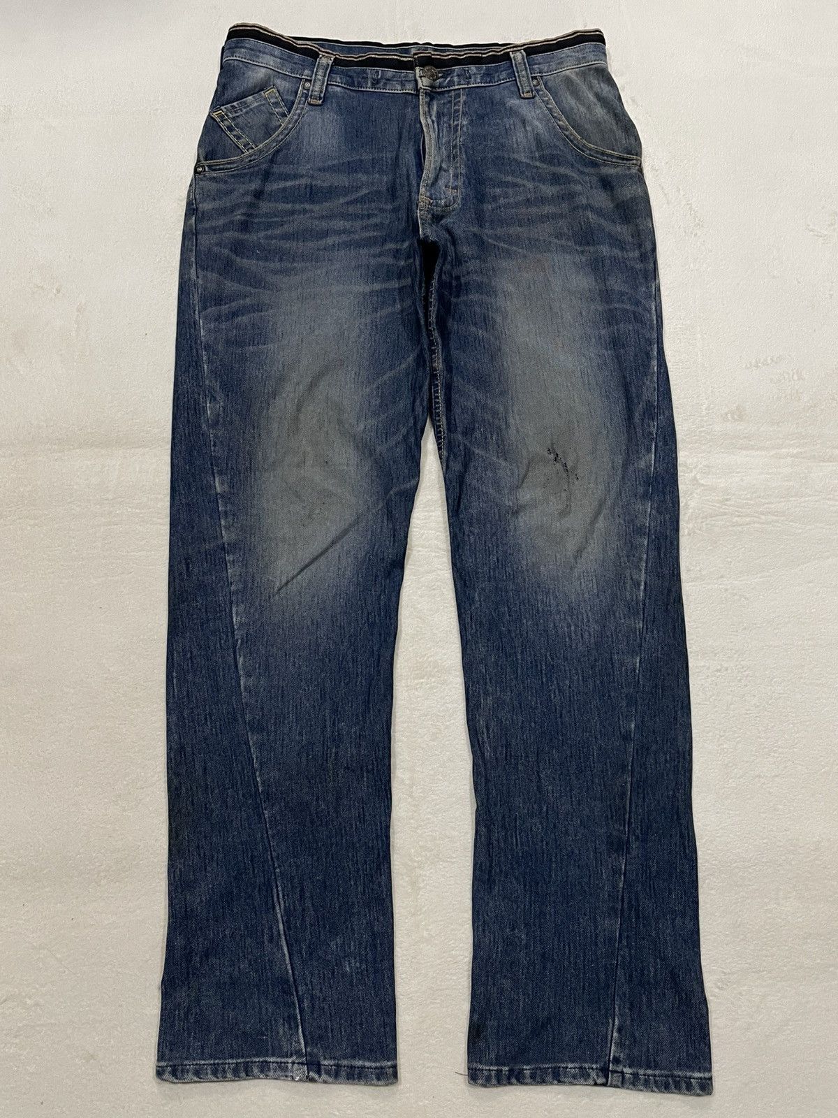 Edwin Vintage Edwin 503 Jerseys Twist Leg Distressed Denim Jeans Size US 35 - 2 Thumbnail